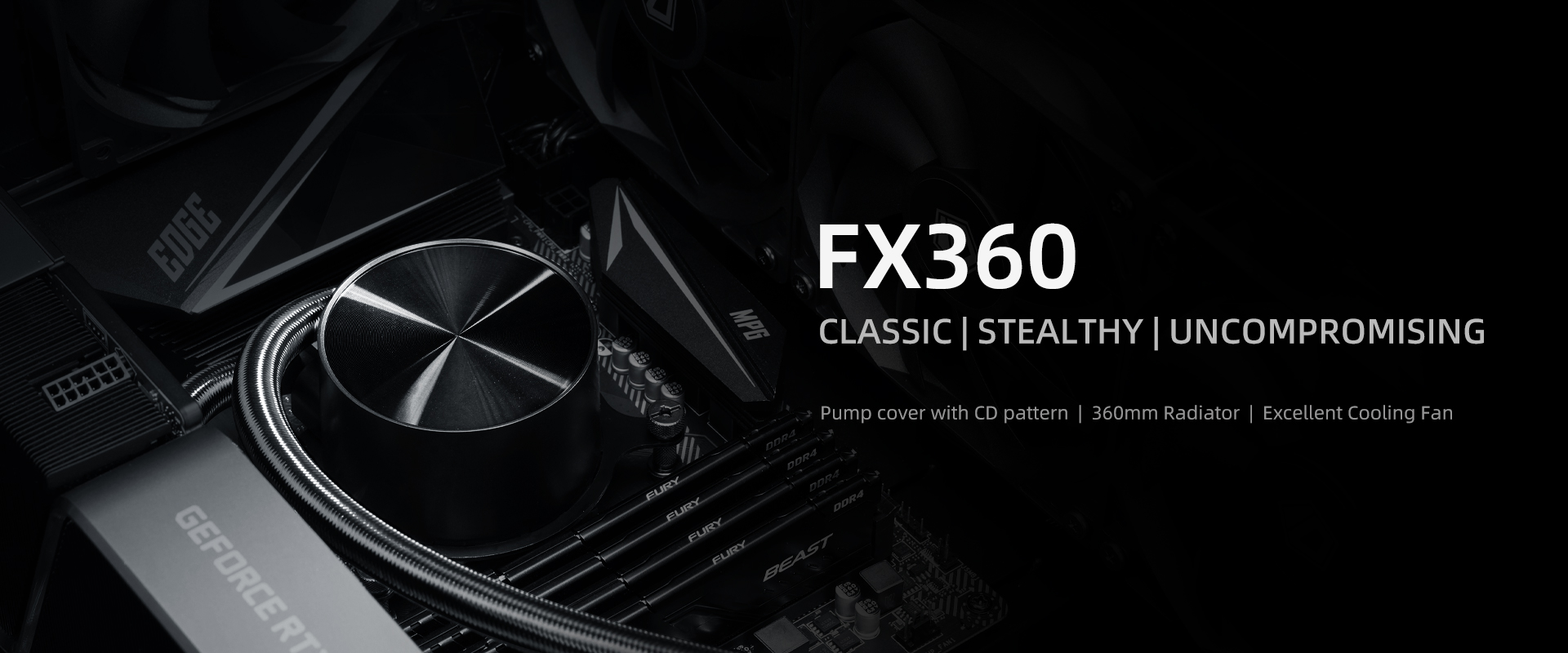 A large marketing image providing additional information about the product ID-COOLING FrostFlow FX360 PRO 360mm AIO CPU Liquid Cooler - Black - Additional alt info not provided