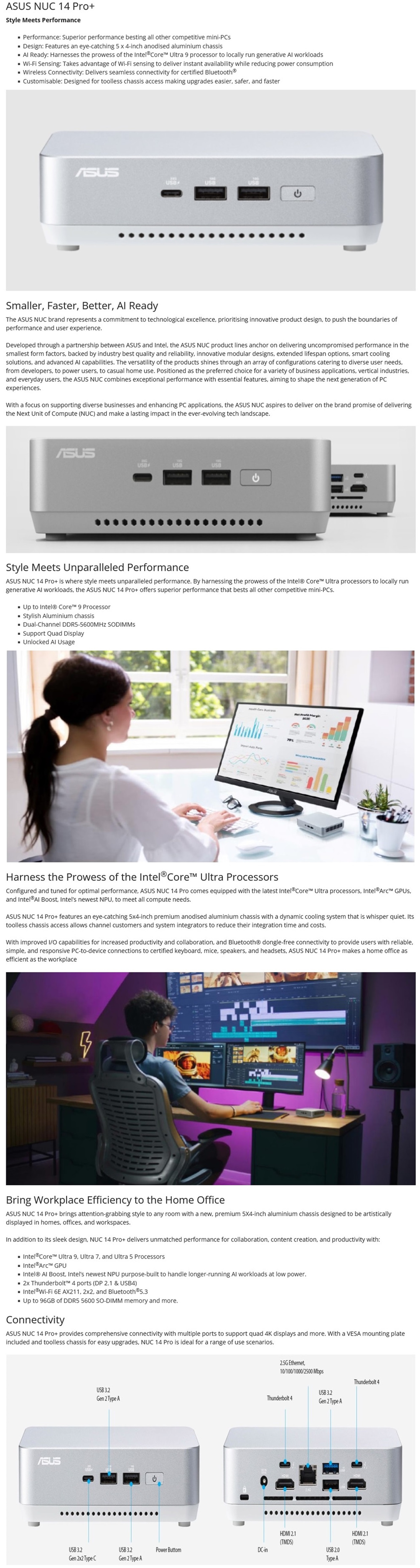 A large marketing image providing additional information about the product ASUS NUC 14 Pro+ Revel Canyon Ultra 9 Barebones Mini PC - Additional alt info not provided