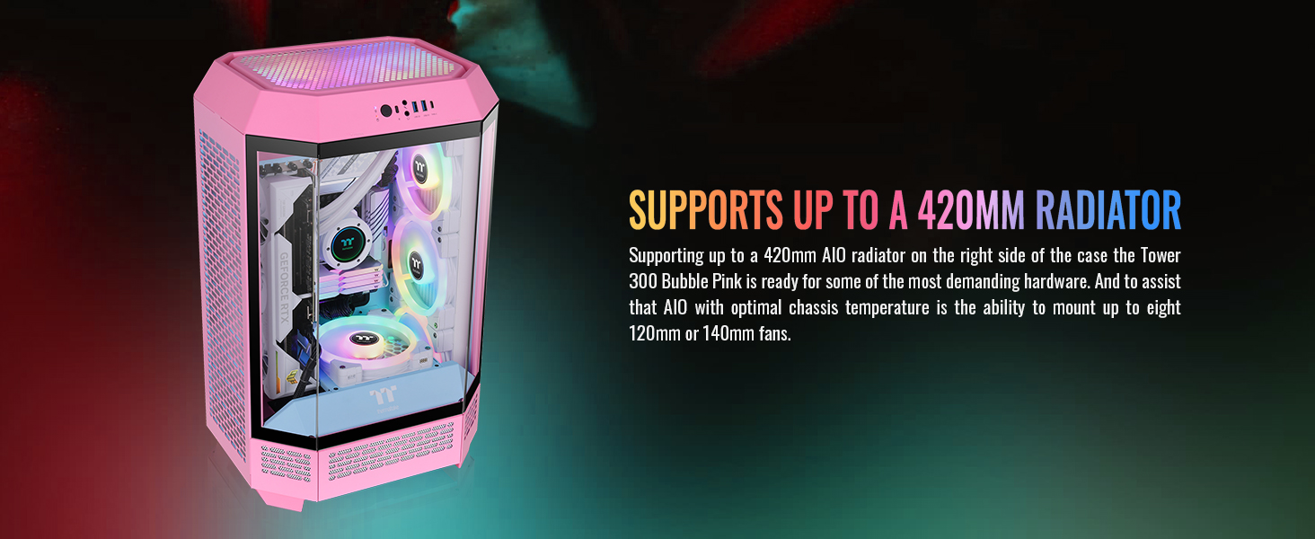 A large marketing image providing additional information about the product Thermaltake The Tower 300 - Micro Tower Case (Bubble Pink) - Additional alt info not provided