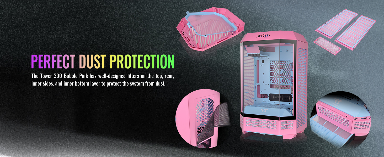 A large marketing image providing additional information about the product Thermaltake The Tower 300 - Micro Tower Case (Bubble Pink) - Additional alt info not provided