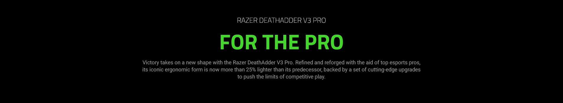 A large marketing image providing additional information about the product Razer DeathAdder V3 Pro Fortnite Edition - Wireless Lightweight Ergonomic eSports Mouse - Additional alt info not provided