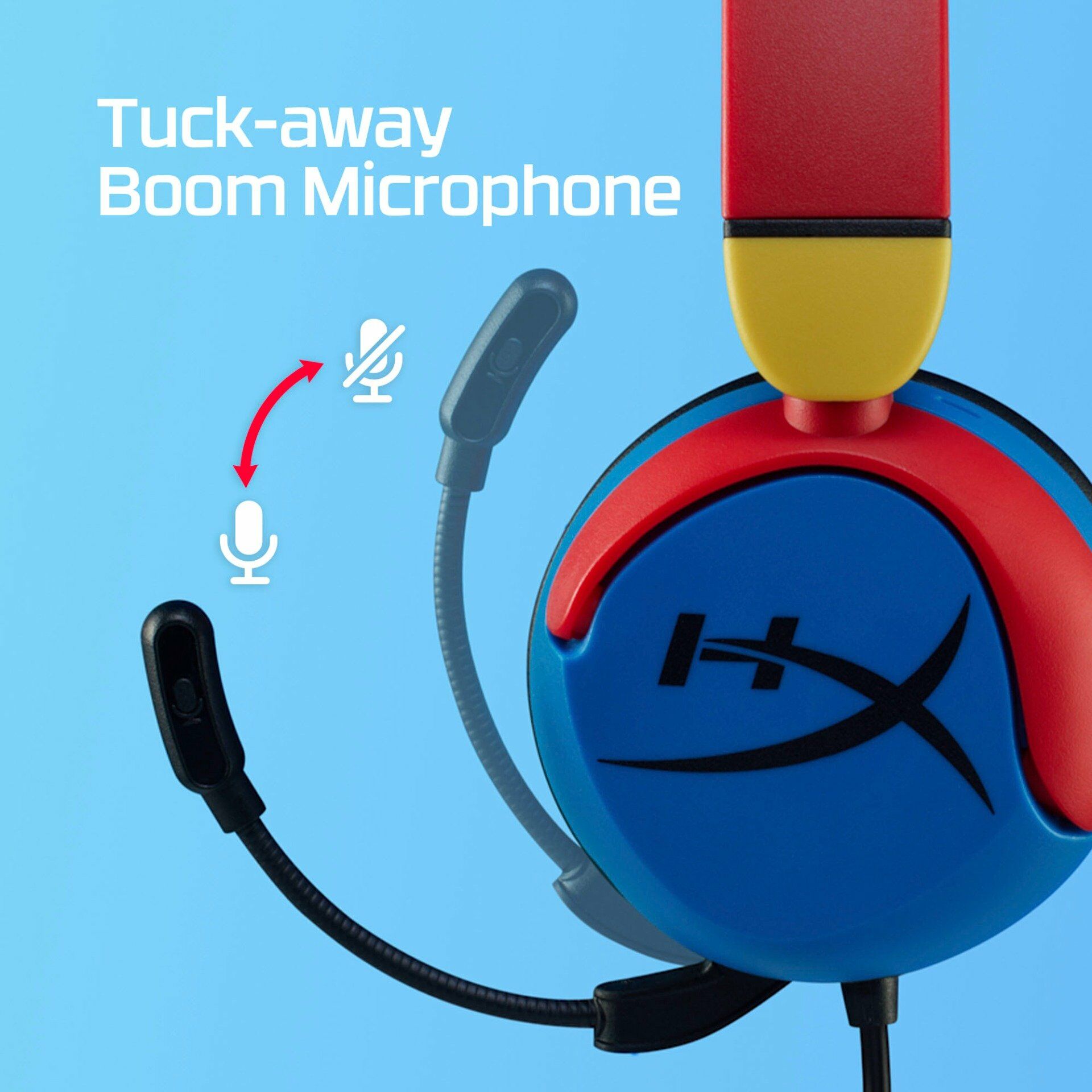 A large marketing image providing additional information about the product HyperX Cloud Mini - Compact Headset for Young Gamers (Multi-Colour) - Additional alt info not provided