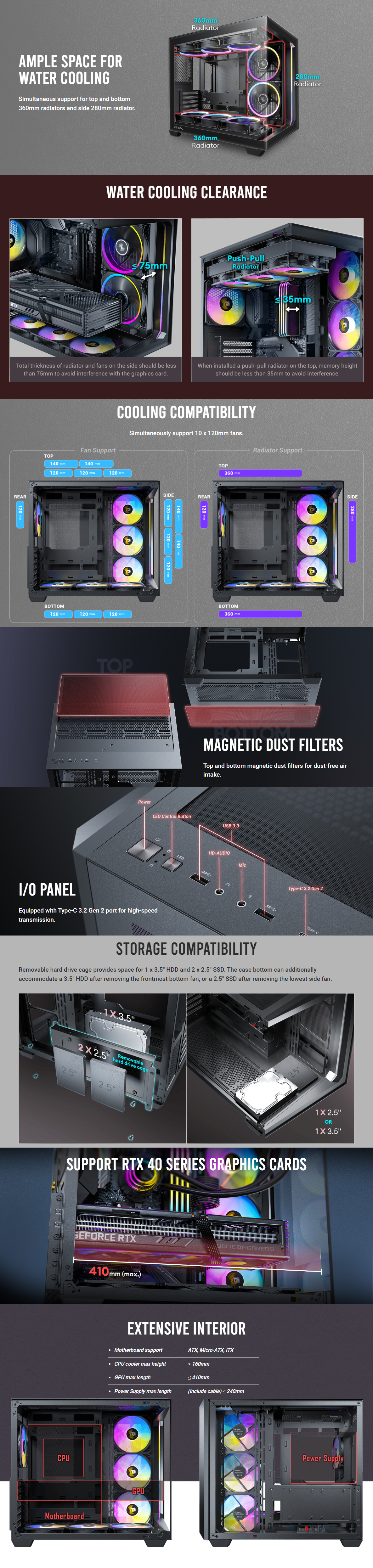 A large marketing image providing additional information about the product Antec C5 ARGB - Tempered Glass Mid Tower Case (Black) - Additional alt info not provided