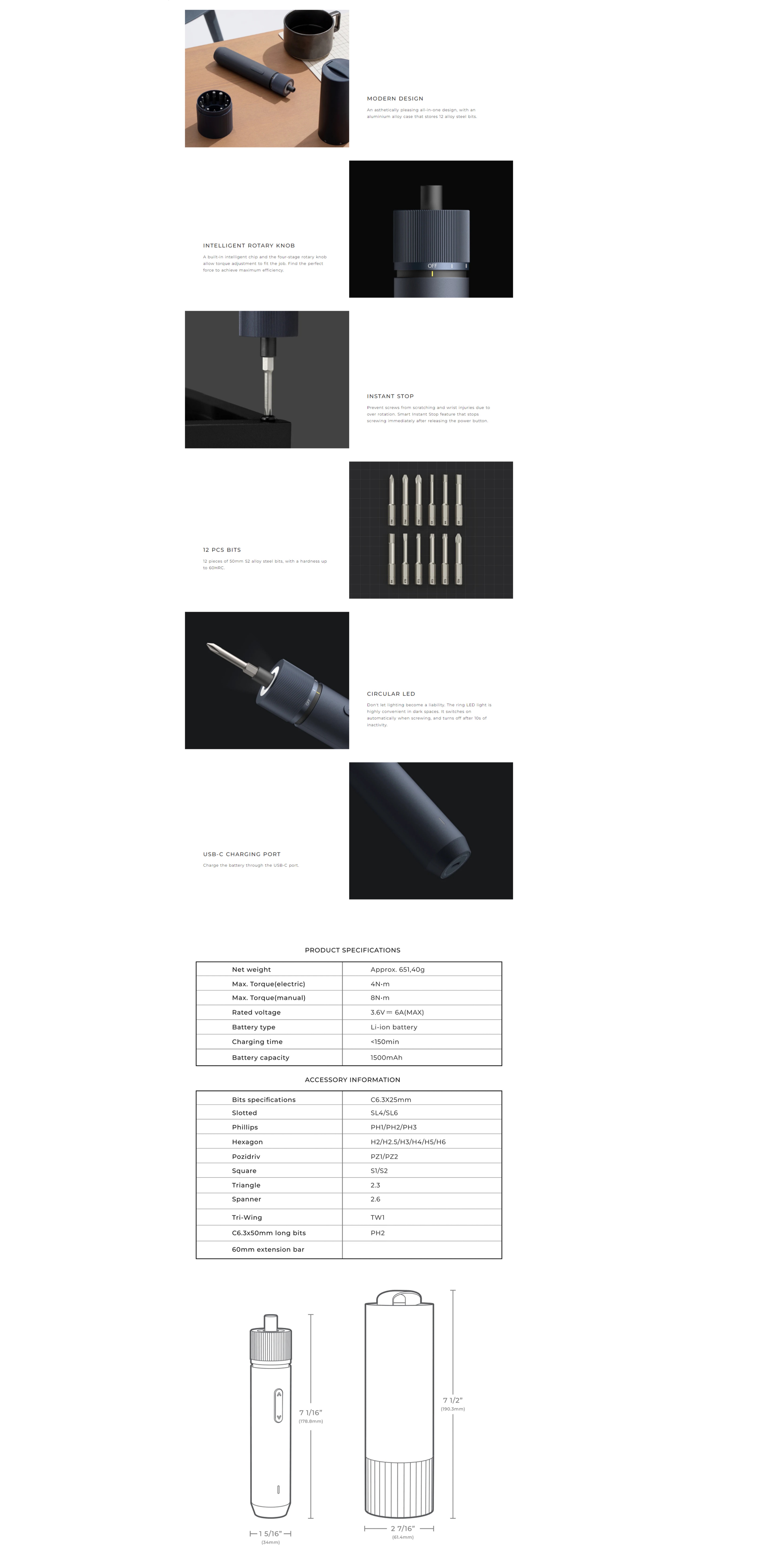 A large marketing image providing additional information about the product HOTO 3.6V Electric Screwdriver Kit - Additional alt info not provided