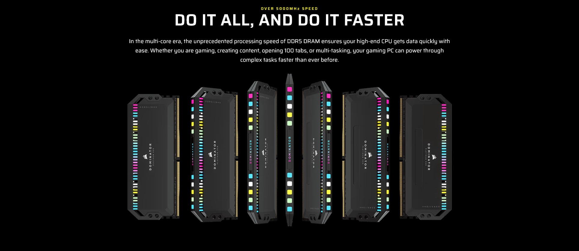 A large marketing image providing additional information about the product Corsair Dominator Platinum RGB 32GB Kit (2x16GB) DDR5 C30 6000MHz - Grey  - Additional alt info not provided