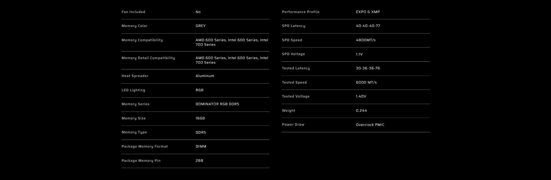 A large marketing image providing additional information about the product Corsair Dominator Platinum RGB 32GB Kit (2x16GB) DDR5 C30 6000MHz - Grey  - Additional alt info not provided