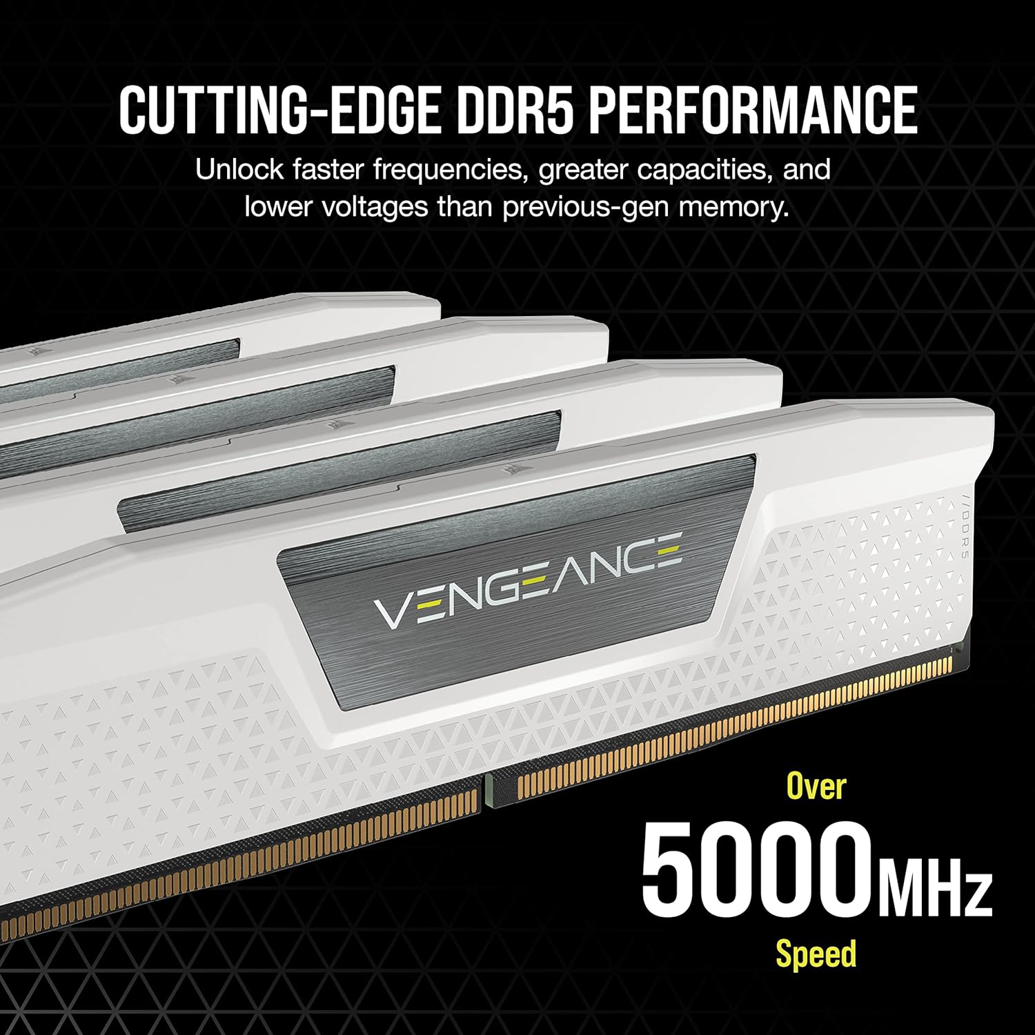 A large marketing image providing additional information about the product Corsair Vengeance 32GB Kit (2x16GB) DDR5 Intel XMP C36 6000MHz - White - Additional alt info not provided