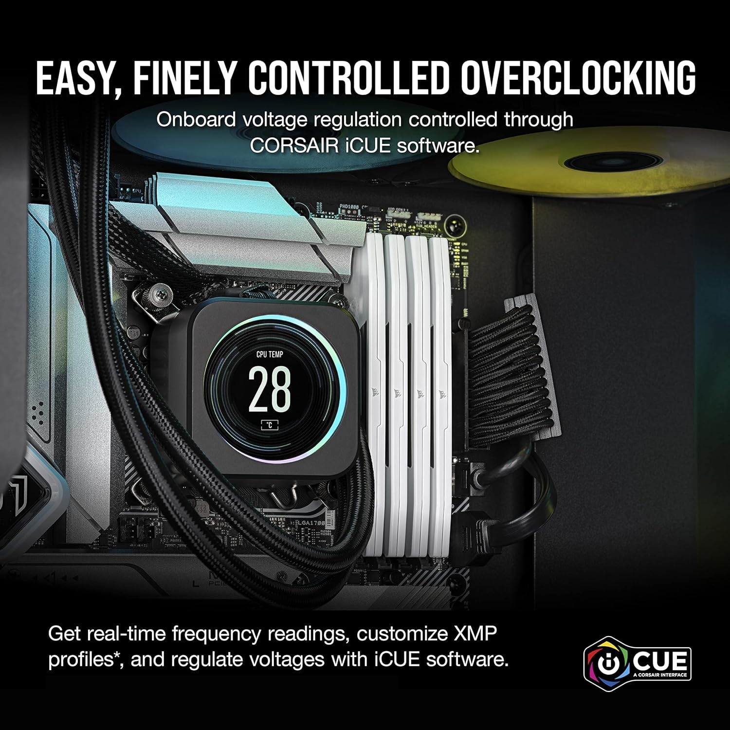 A large marketing image providing additional information about the product Corsair Vengeance 32GB Kit (2x16GB) DDR5 Intel XMP C36 6000MHz - White - Additional alt info not provided