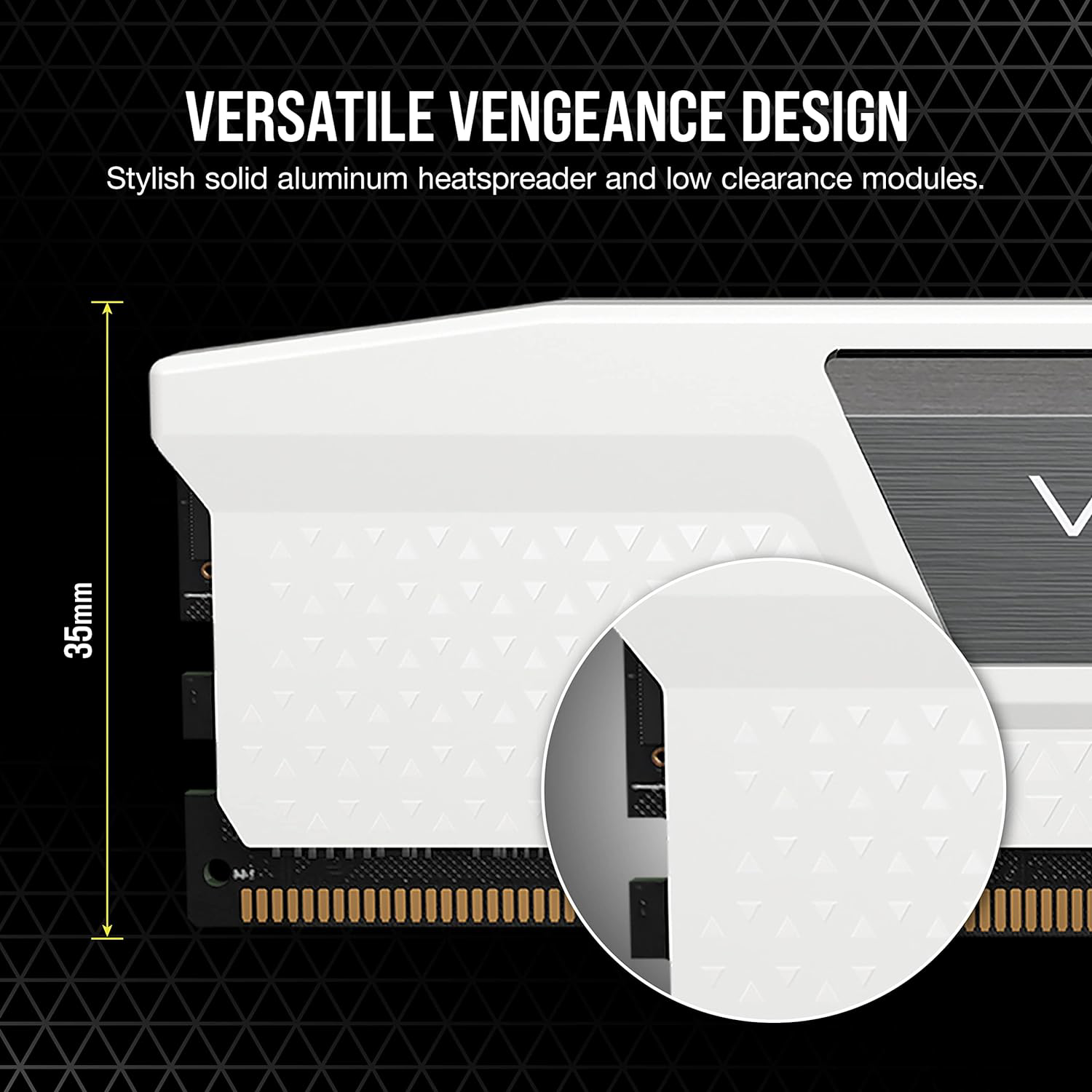 A large marketing image providing additional information about the product Corsair Vengeance 32GB Kit (2x16GB) DDR5 Intel XMP C36 6000MHz - White - Additional alt info not provided