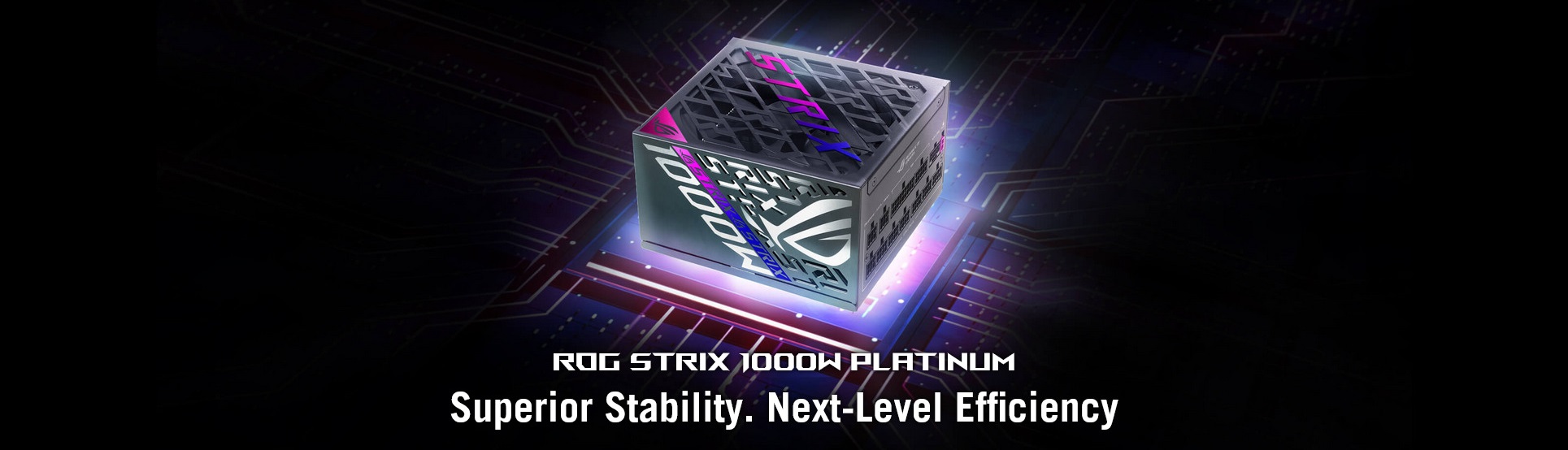 A large marketing image providing additional information about the product ASUS ROG Strix 1000W Platinum PCIe 5.0 ATX Modular PSU - Additional alt info not provided