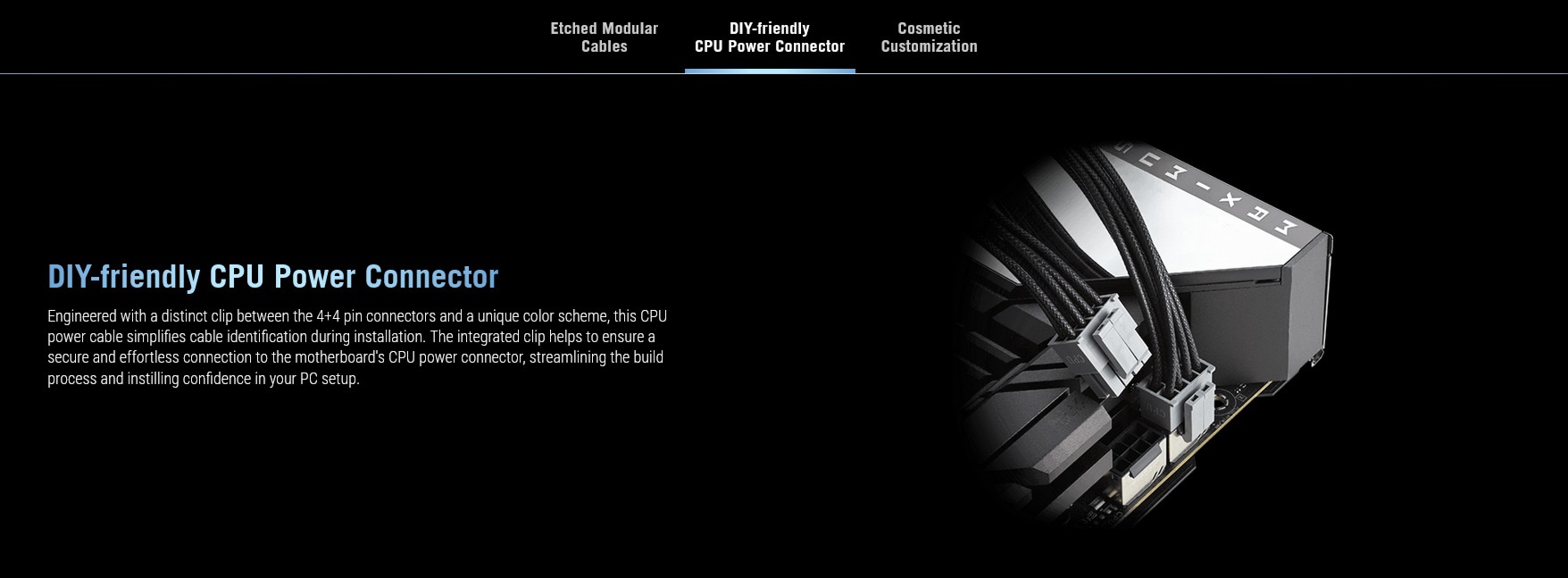 A large marketing image providing additional information about the product ASUS ROG Strix 1000W Platinum PCIe 5.0 ATX Modular PSU - Additional alt info not provided