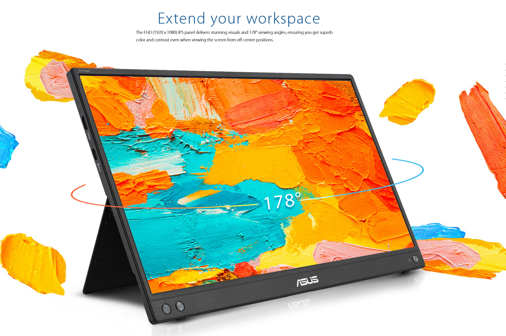 A large marketing image providing additional information about the product ASUS ZenScreen MB16AHV 16" 1080p 60Hz IPS Portable Monitor - Additional alt info not provided
