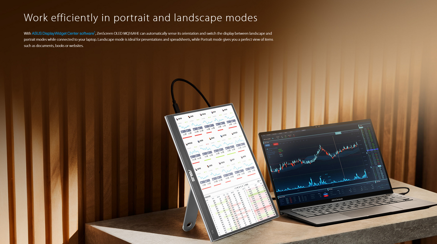 A large marketing image providing additional information about the product ASUS ZenScreen MQ16AHE 16" 1080p 60Hz OLED Portable Monitor - Additional alt info not provided