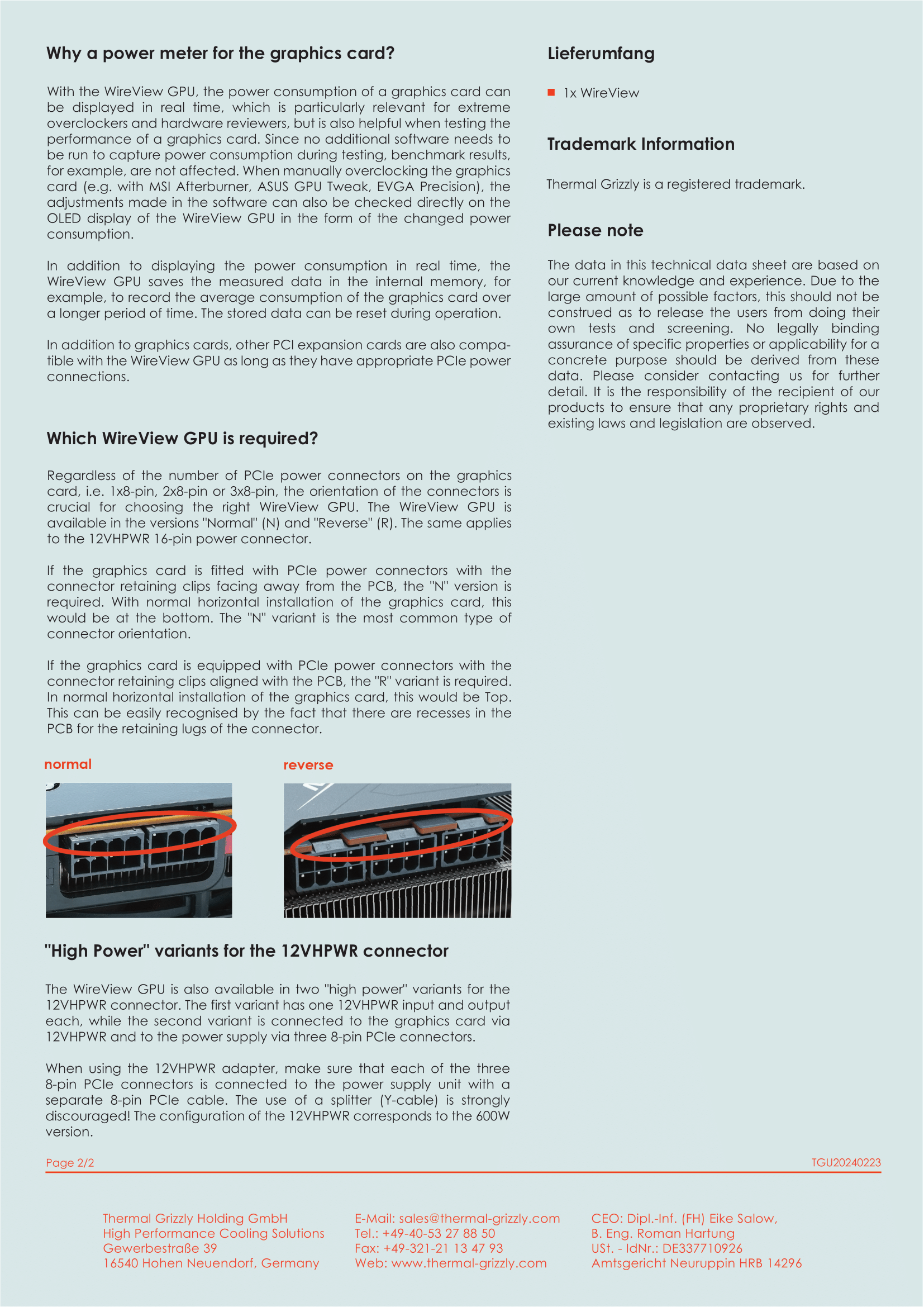 A large marketing image providing additional information about the product Thermal Grizzly WireView - GPU Power Monitor for 1x12VHPWR (Reversed) - Additional alt info not provided