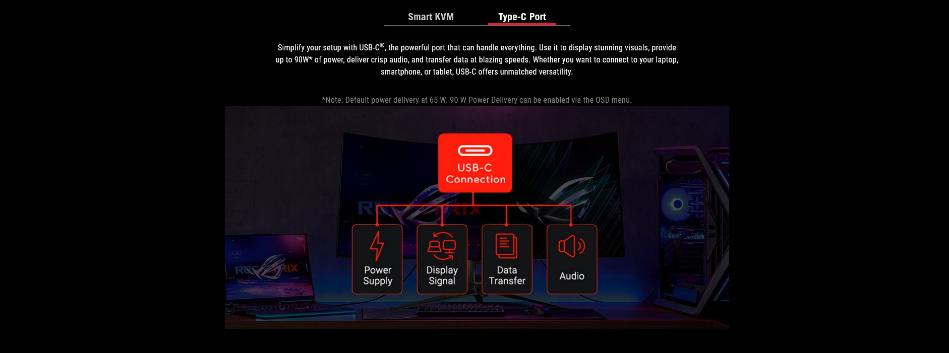 A large marketing image providing additional information about the product ASUS ROG Swift OLED PG39WCDM 39" Curved 1440p Ultrawide 240Hz WOLED Monitor - Additional alt info not provided