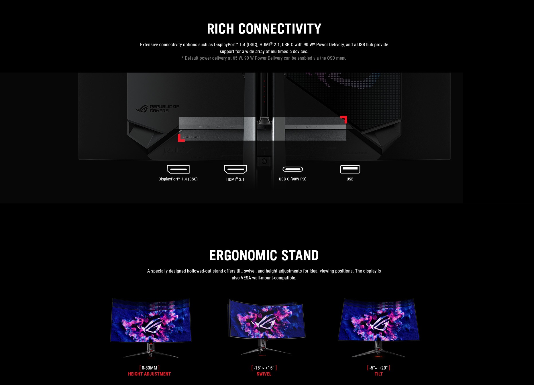 A large marketing image providing additional information about the product ASUS ROG Swift OLED PG39WCDM 39" Curved 1440p Ultrawide 240Hz WOLED Monitor - Additional alt info not provided