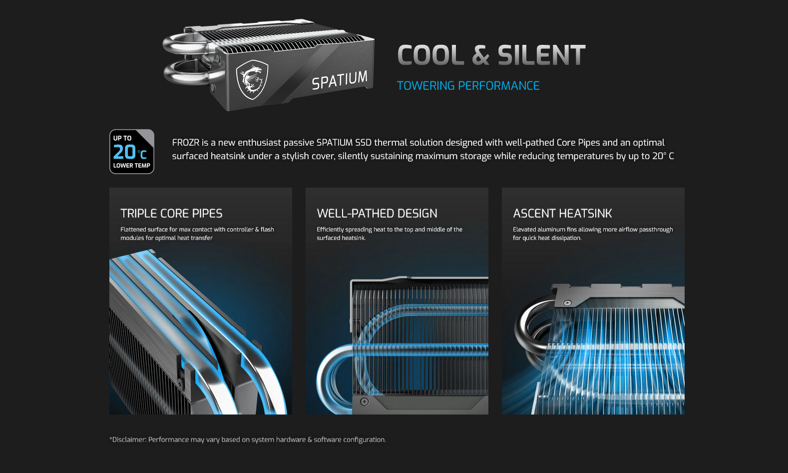 A large marketing image providing additional information about the product MSI Spatium M570 Pro FROZR PCIe Gen5 NVMe M.2 SSD - 2TB - Additional alt info not provided