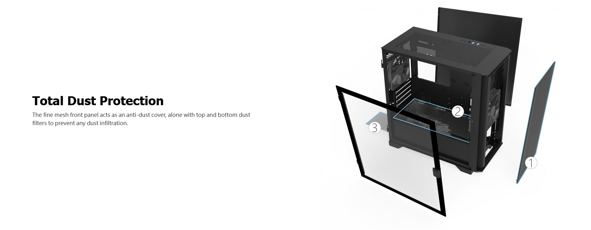 A large marketing image providing additional information about the product Montech AIR 100 Lite - Micro Tower Case (Black) - Additional alt info not provided