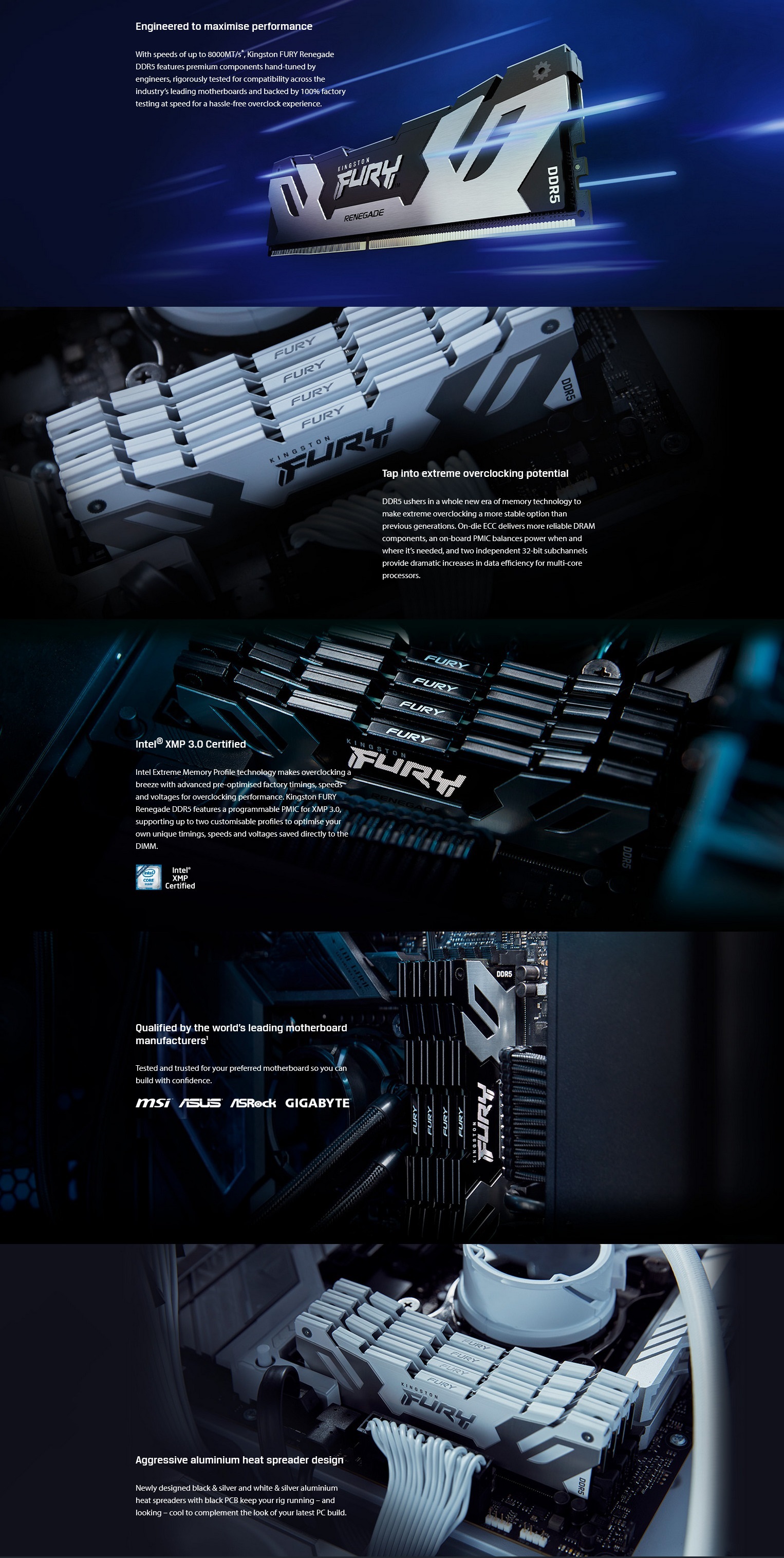 A large marketing image providing additional information about the product Kingston Fury Renegade 32GB Kit (2x16GB) DDR5 C38 8000MHz - Additional alt info not provided