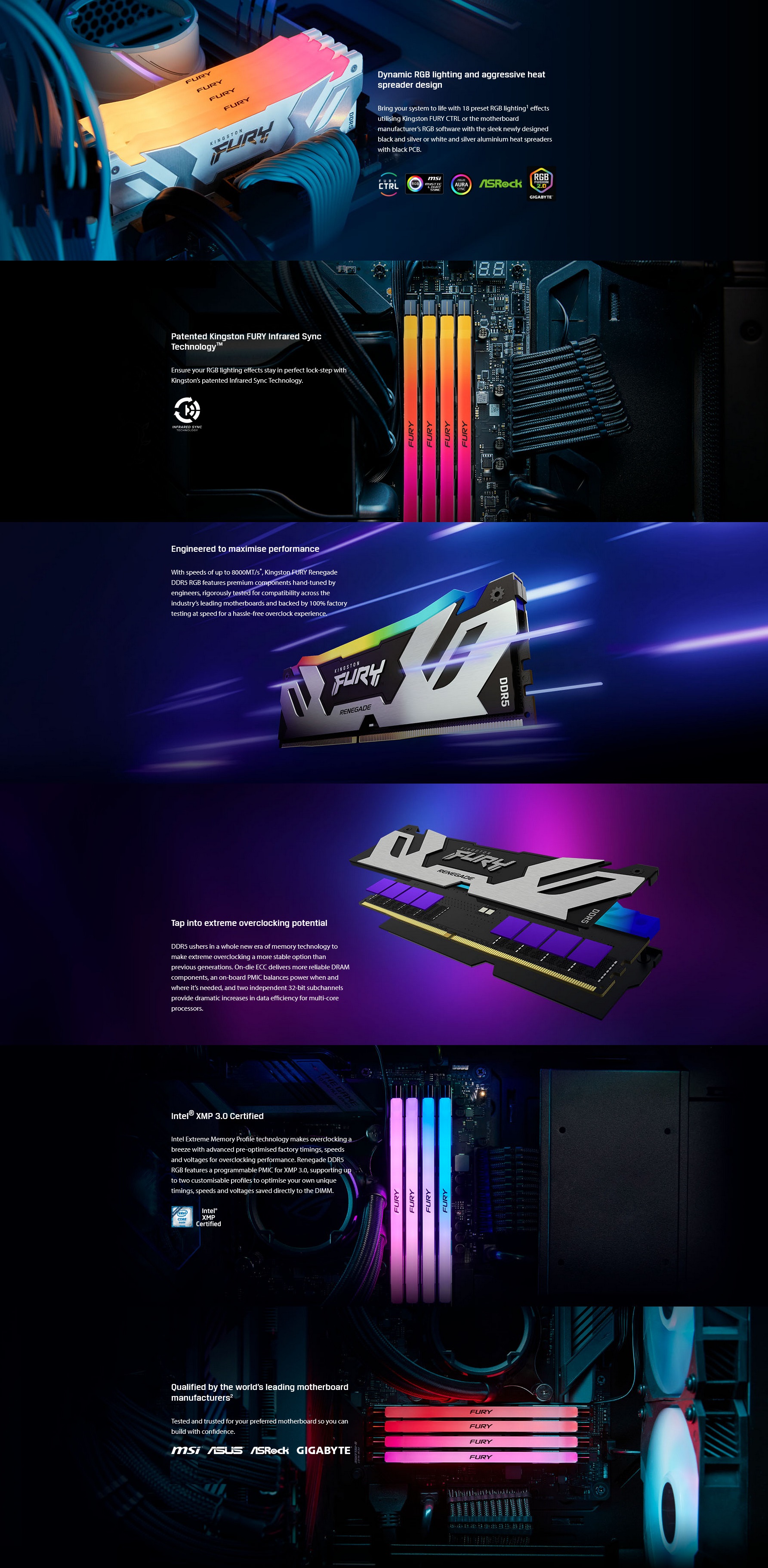 A large marketing image providing additional information about the product Kingston Fury Renegade RGB 32GB Kit (2x16GB) DDR5 C38 7600MHz - Additional alt info not provided