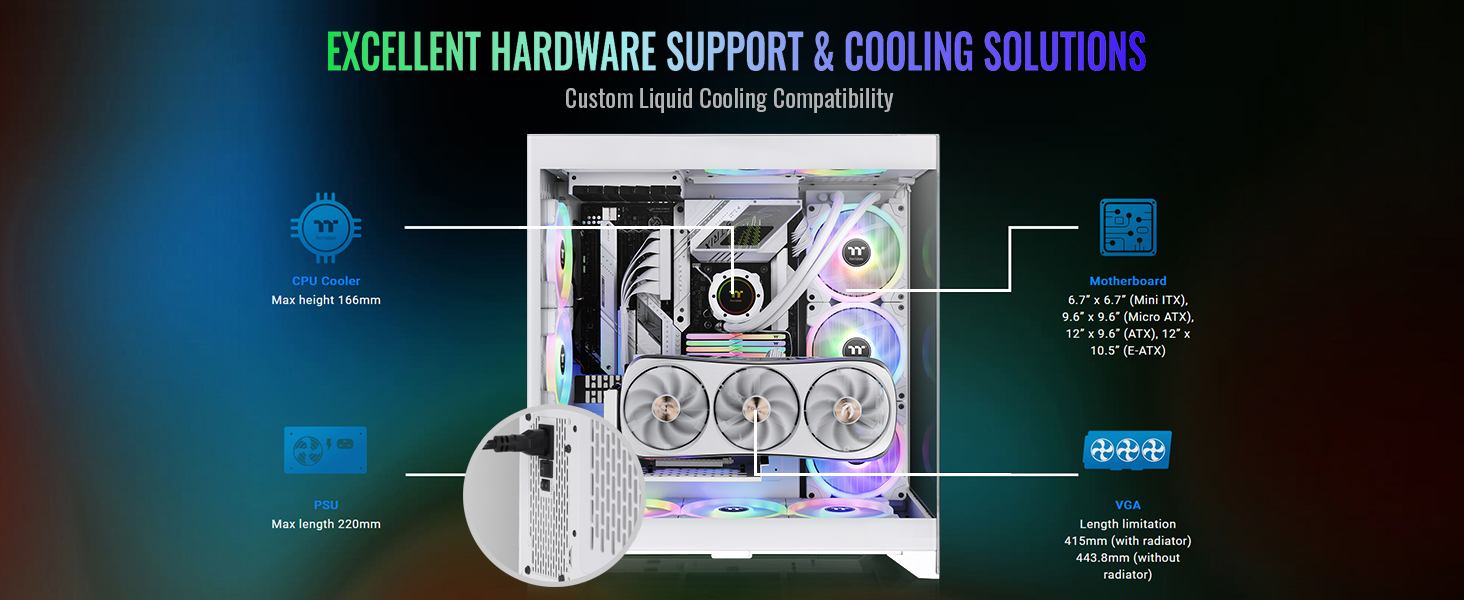 A large marketing image providing additional information about the product Thermaltake CTE E600 MX - Tempered Glass eATX Mid Tower Case (Snow) - Additional alt info not provided