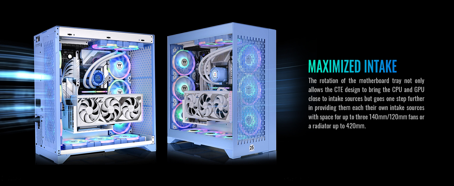 A large marketing image providing additional information about the product Thermaltake CTE E600 MX - Tempered Glass eATX Mid Tower Case (Hydrangea Blue) - Additional alt info not provided