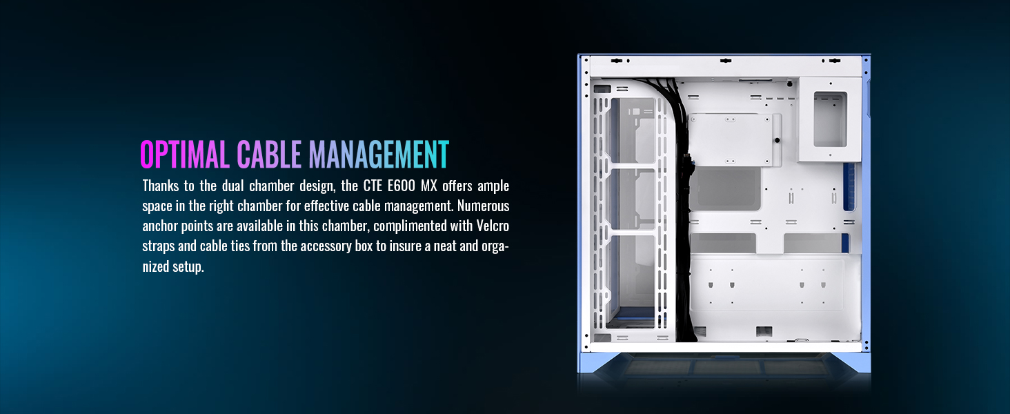 A large marketing image providing additional information about the product Thermaltake CTE E600 MX - Tempered Glass eATX Mid Tower Case (Hydrangea Blue) - Additional alt info not provided