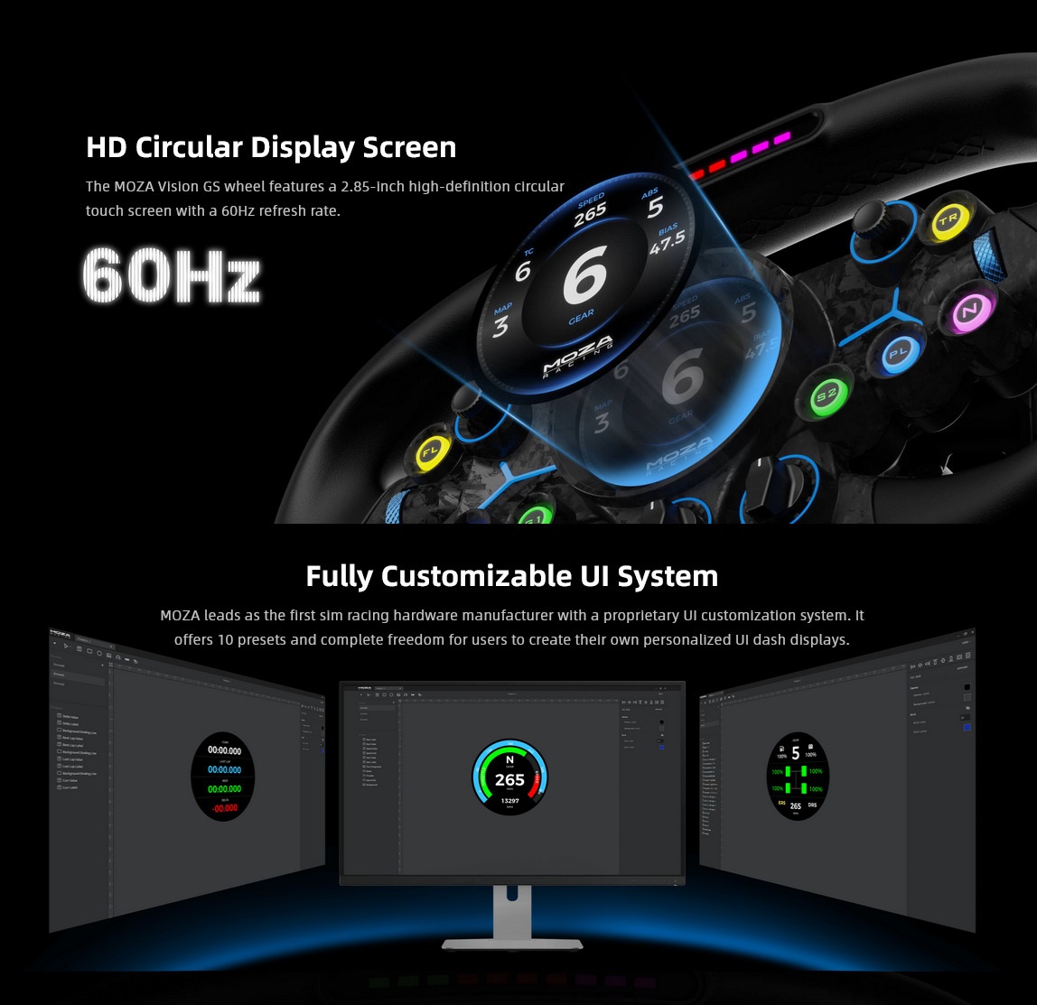 A large marketing image providing additional information about the product MOZA VGS Steering Wheel - Additional alt info not provided