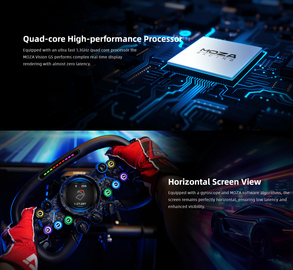 A large marketing image providing additional information about the product MOZA VGS Steering Wheel - Additional alt info not provided