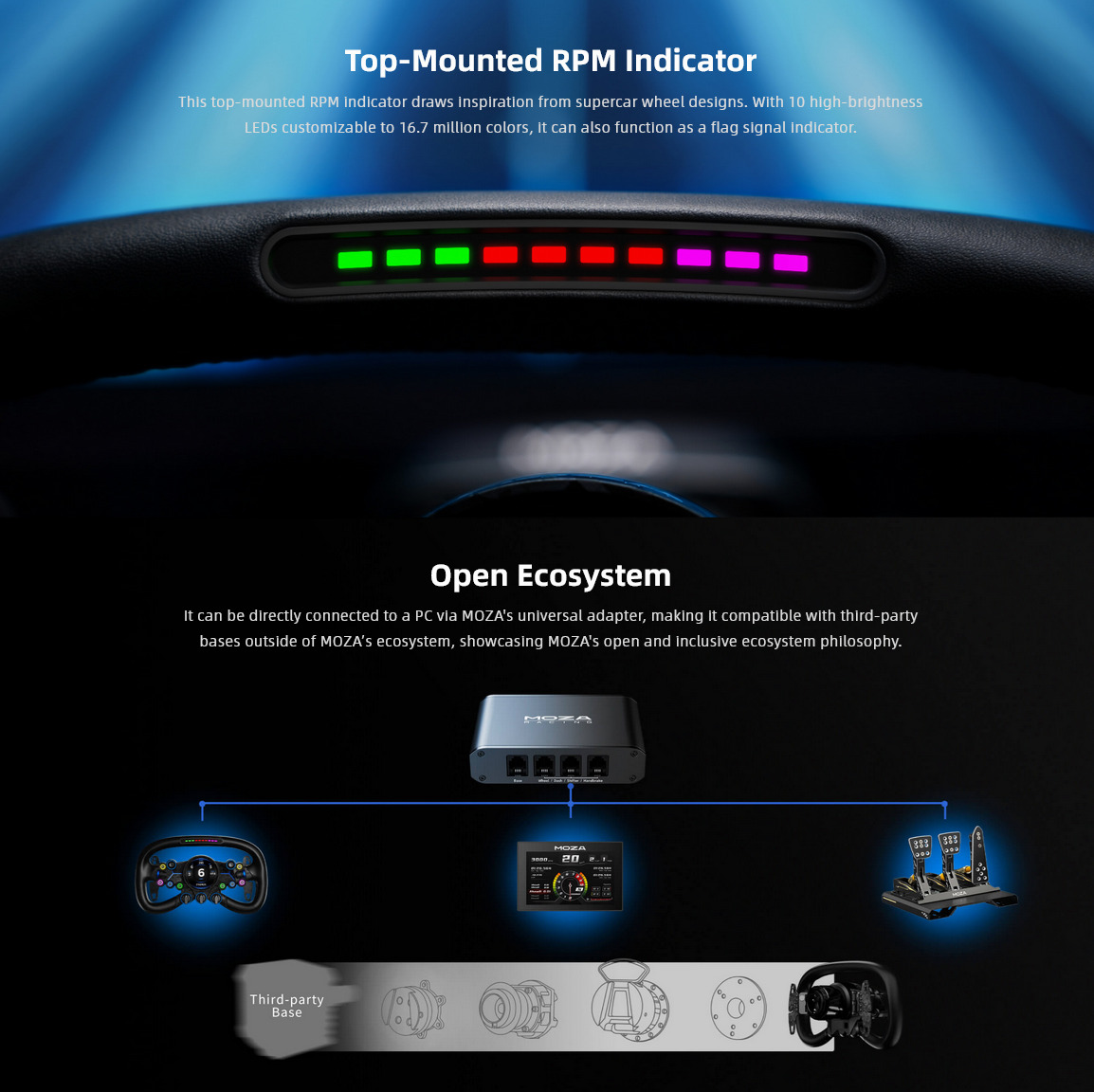 A large marketing image providing additional information about the product MOZA VGS Steering Wheel - Additional alt info not provided