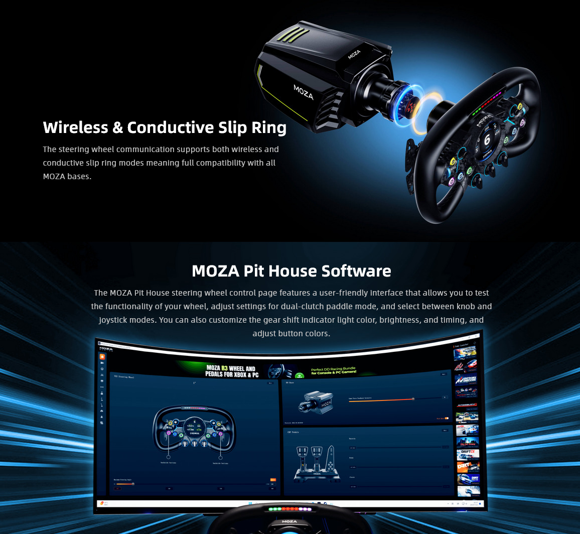 A large marketing image providing additional information about the product MOZA VGS Steering Wheel - Additional alt info not provided