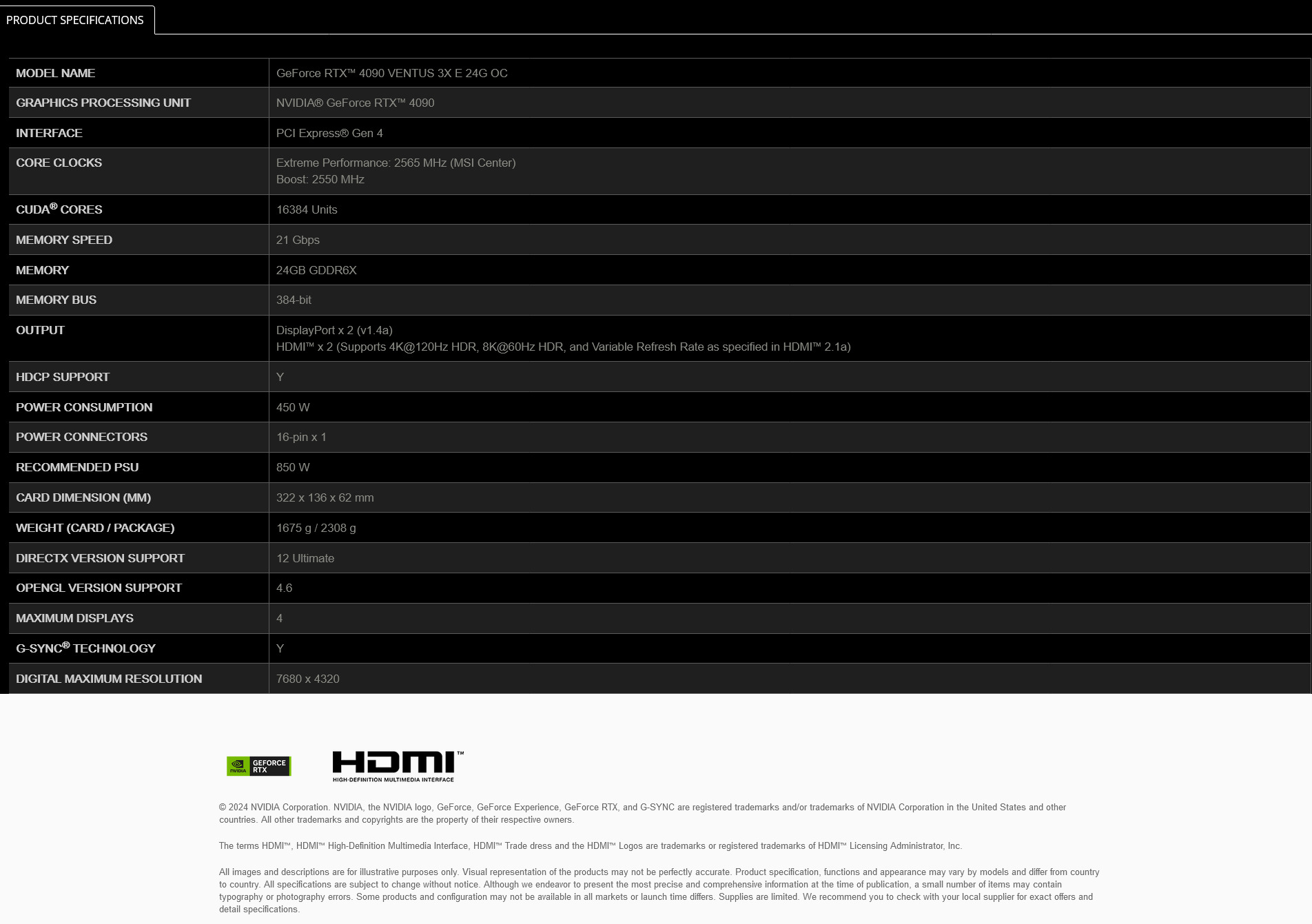 A large marketing image providing additional information about the product MSI GeForce RTX 4090 Ventus 3X E OC 24GB GDDR6X - Additional alt info not provided