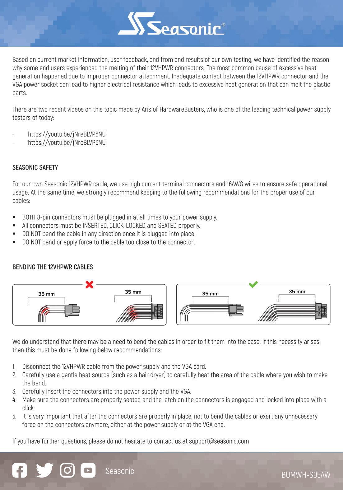 A large marketing image providing additional information about the product Seasonic 12VHPWR Cable - 600W 2x8-pin PCIe to 12VHPWR Adapter (750mm) - Additional alt info not provided