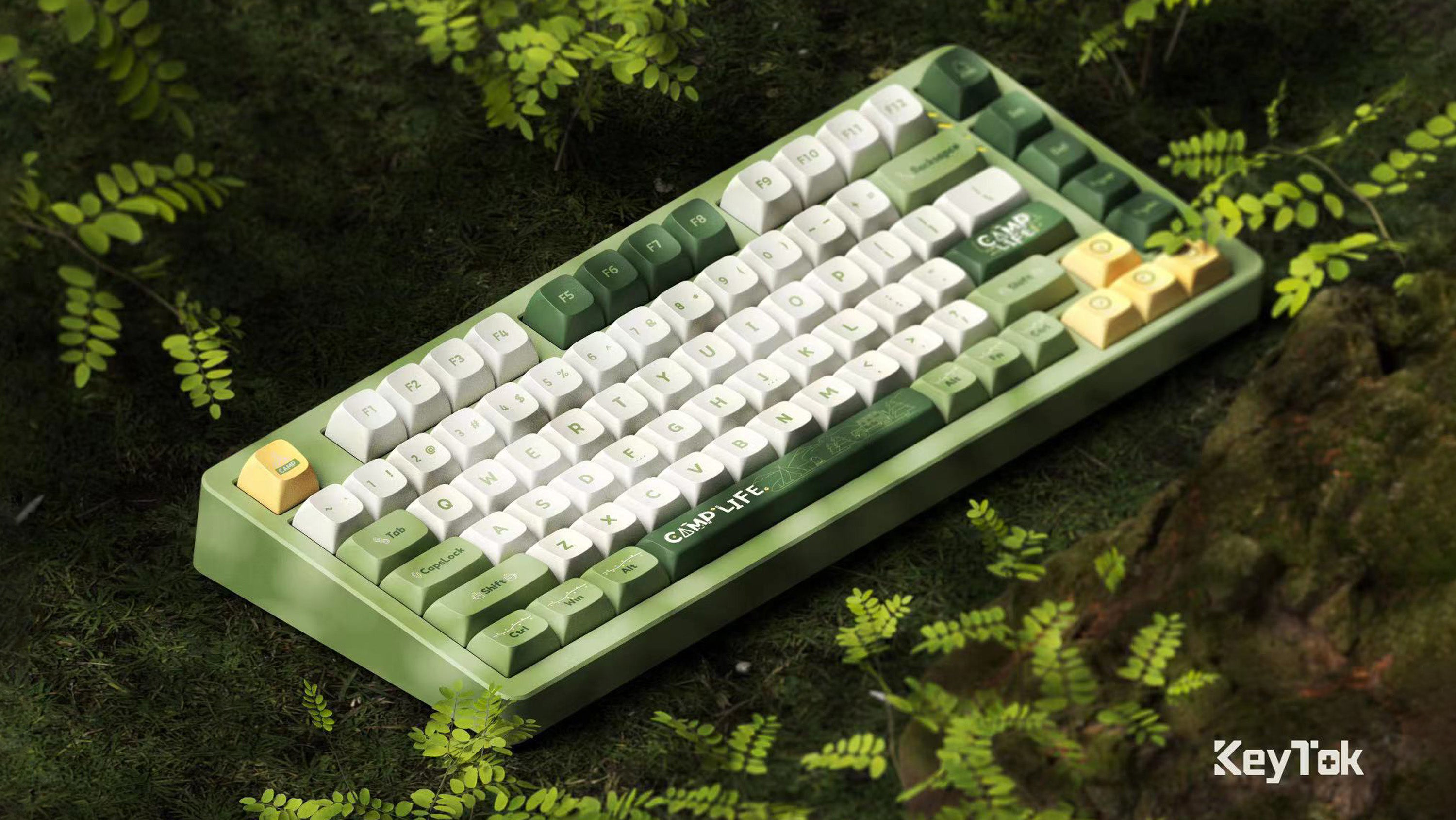 A large marketing image providing additional information about the product Keytok KDA Camp Life - Dye-Sub PBT Keycap Set (142pcs) - Additional alt info not provided