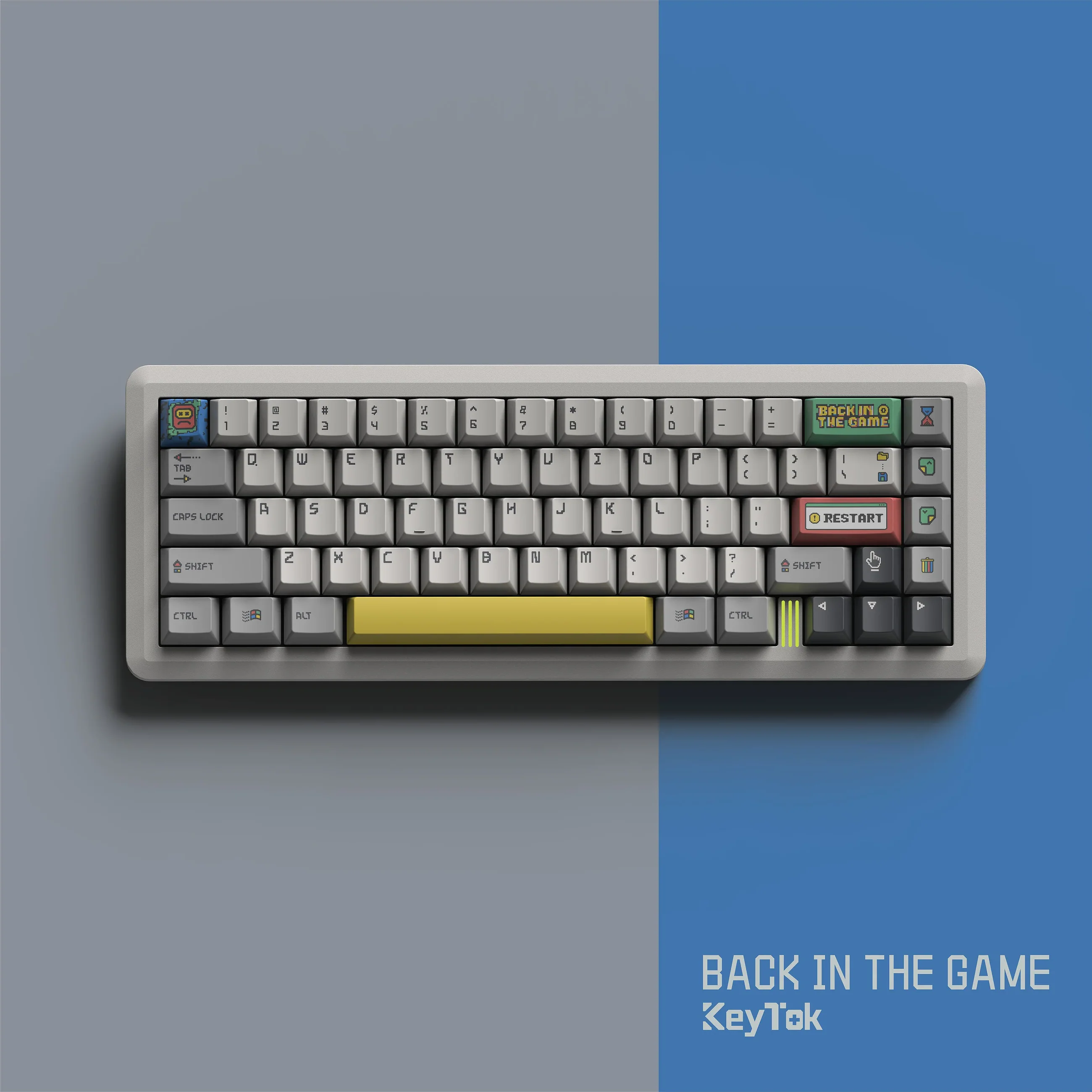 A large marketing image providing additional information about the product Keytok Cherry Back in Game Retro - Dye-Sub PBT Keycap Set (152pcs) - Additional alt info not provided