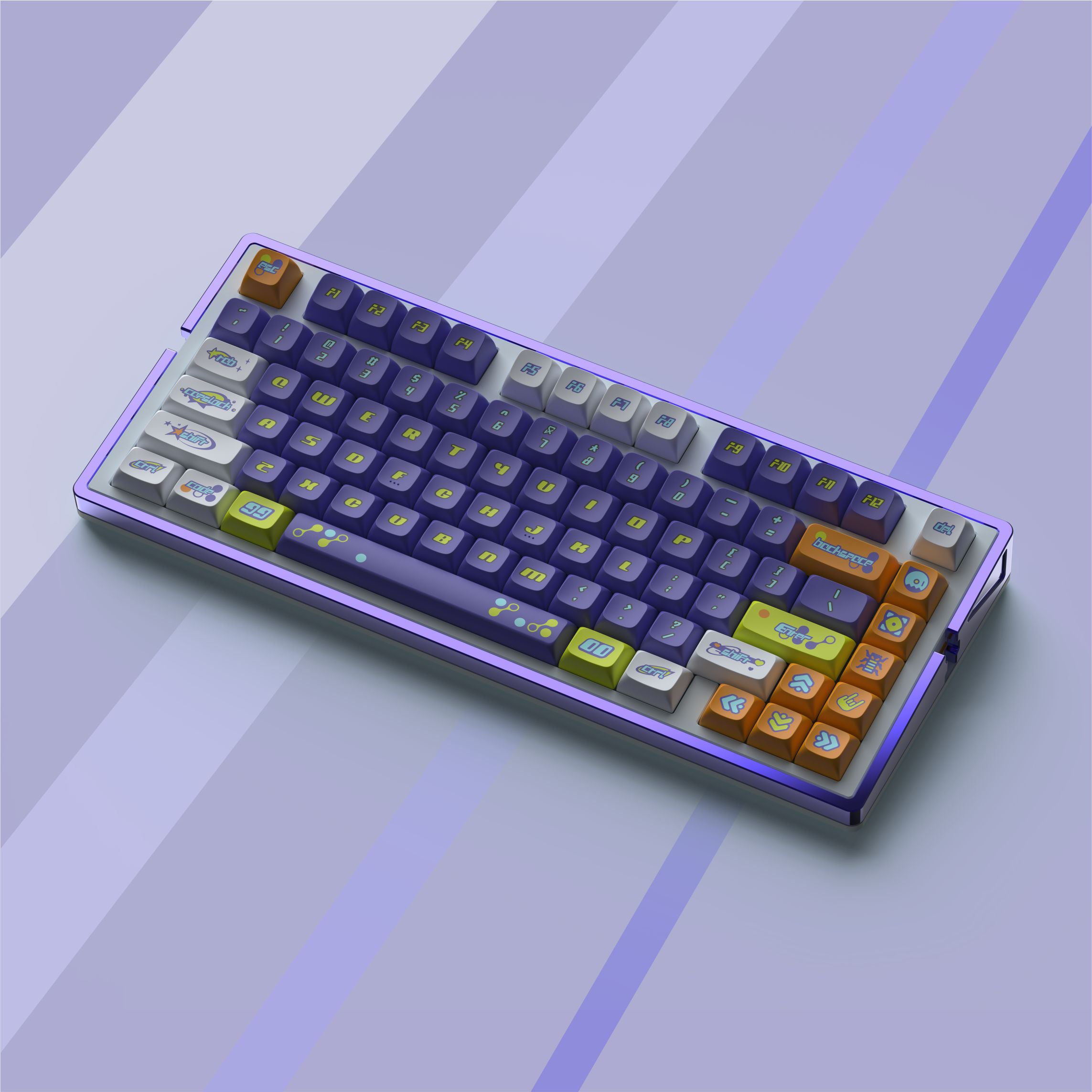 A large marketing image providing additional information about the product Keytok KDA Y2K Beyond - Dye-Sub PBT Keycap Set (170pcs) - Additional alt info not provided