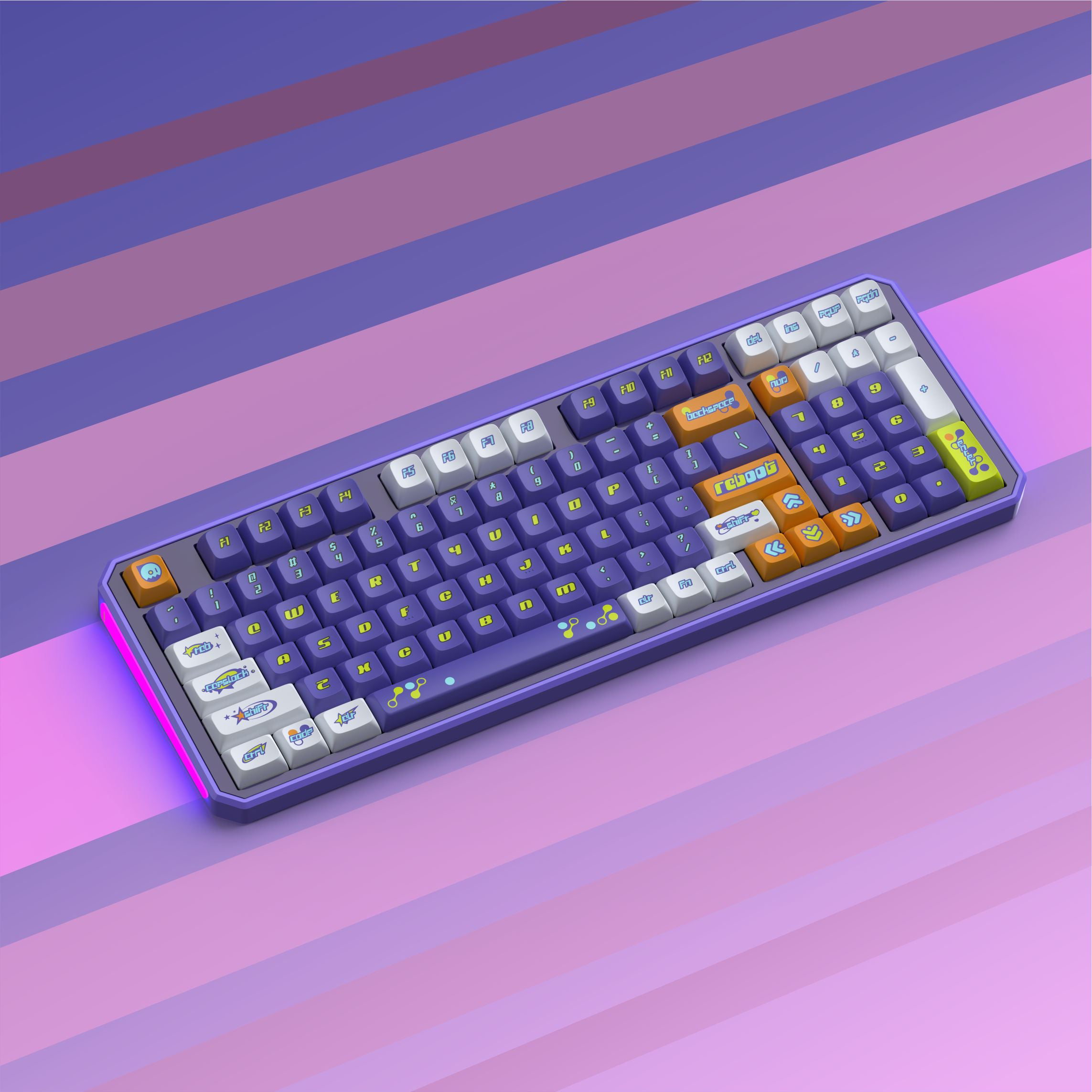 A large marketing image providing additional information about the product Keytok KDA Y2K Beyond - Dye-Sub PBT Keycap Set (170pcs) - Additional alt info not provided