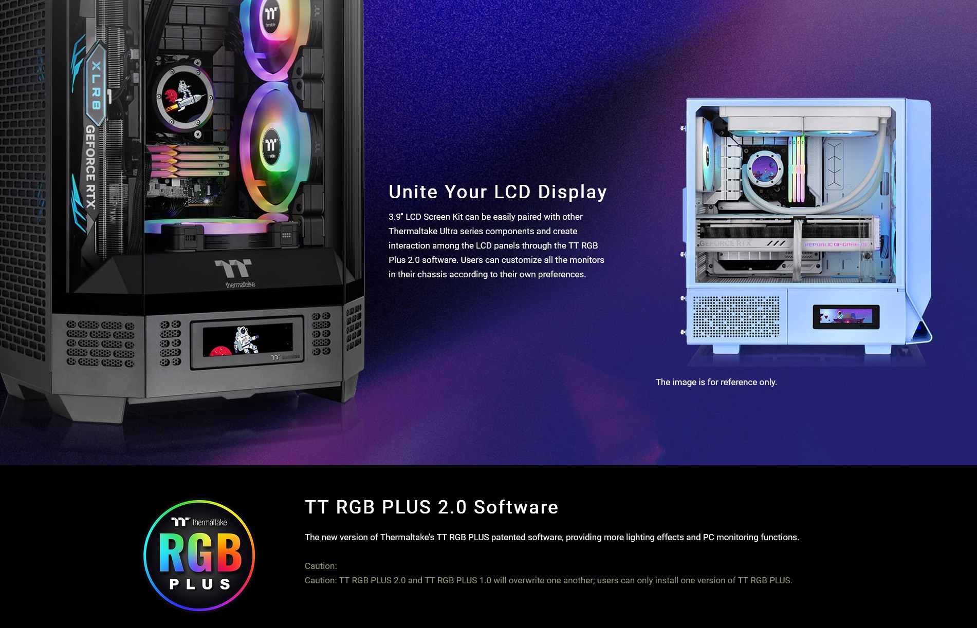 A large marketing image providing additional information about the product Thermaltake 3.9" LCD Screen Display Panel Kit for The Tower 300 & Ceres 330 - Additional alt info not provided