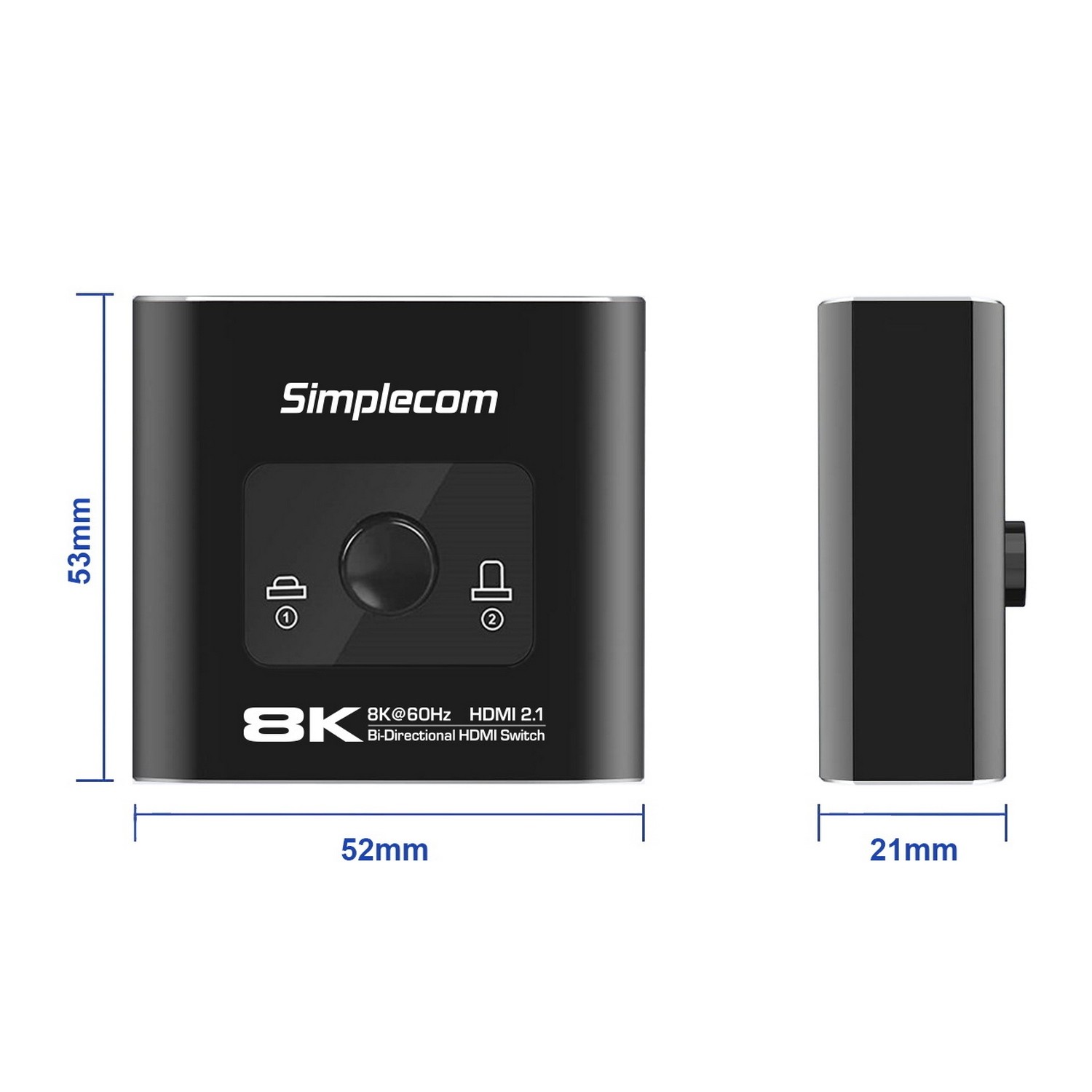 A large marketing image providing additional information about the product Simplecom CM302v2 Bi-Directional 2 Way HDMI 2.1 Switch Selector 8K@60Hz  - Additional alt info not provided