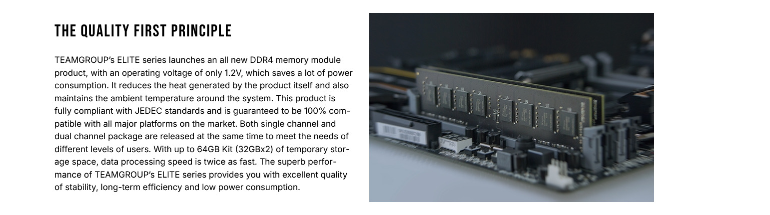 A large marketing image providing additional information about the product Team Elite 32GB Single (1x32GB) DDR4 C22 3200MHz - Additional alt info not provided