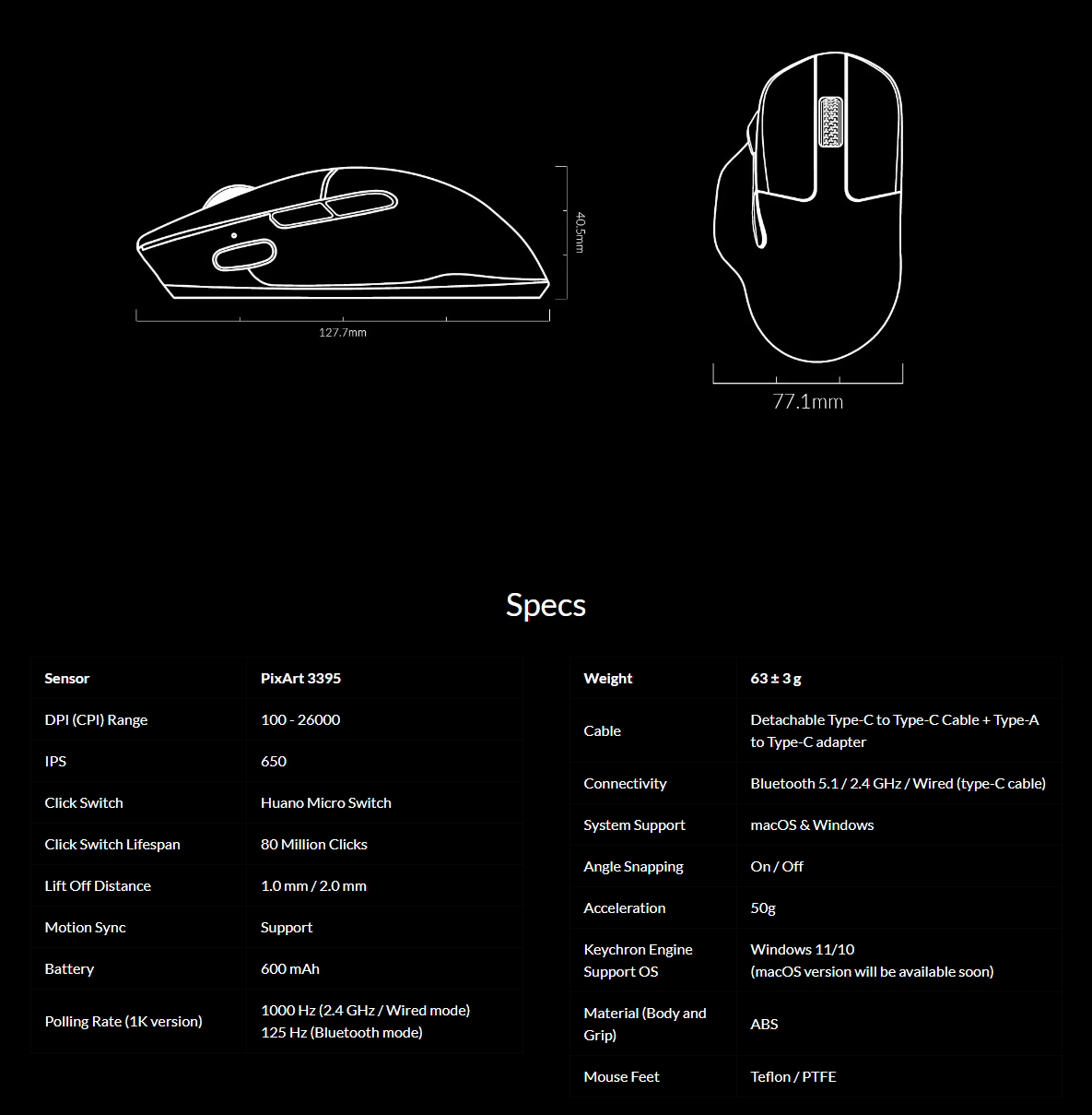 A large marketing image providing additional information about the product Keychron M7 Wireless Mouse (Black) - Additional alt info not provided