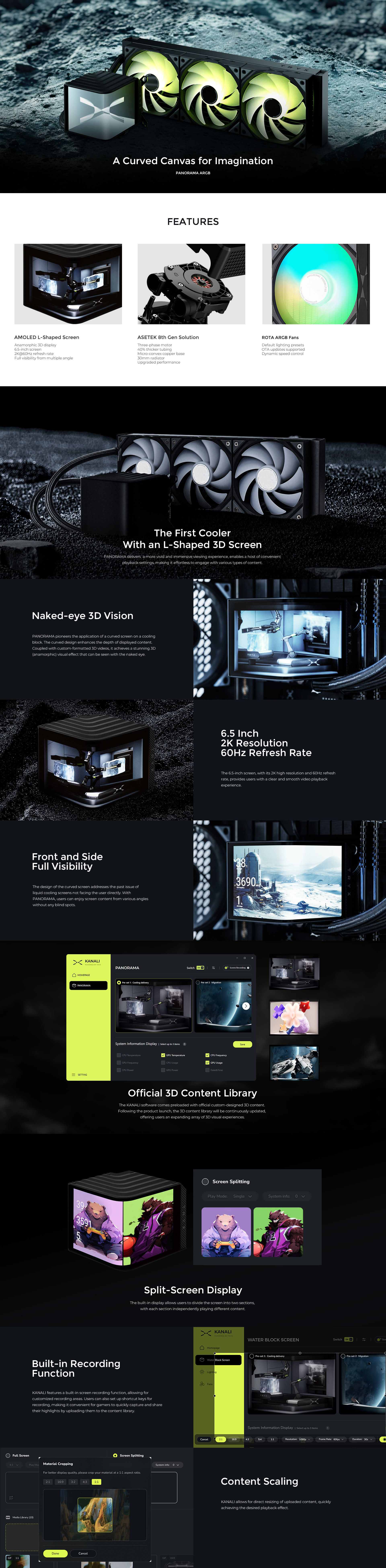 A large marketing image providing additional information about the product TRYX PANORAMA OLED - ARGB 360mm AIO Liquid CPU Cooler with 3D Display (Black) - Additional alt info not provided