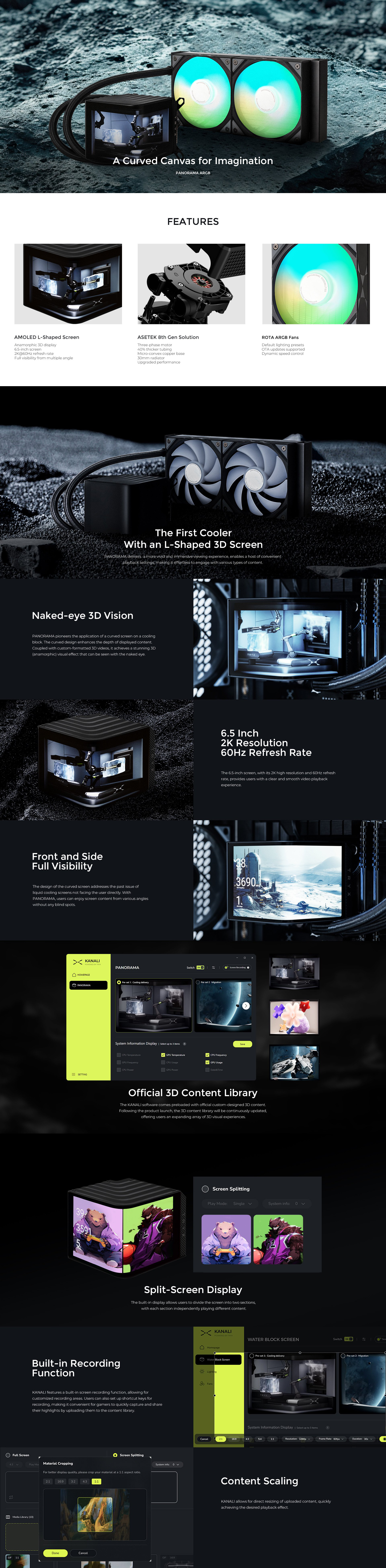 A large marketing image providing additional information about the product TRYX PANORAMA OLED - ARGB 240mm AIO Liquid CPU Cooler with 3D Display (Black) - Additional alt info not provided