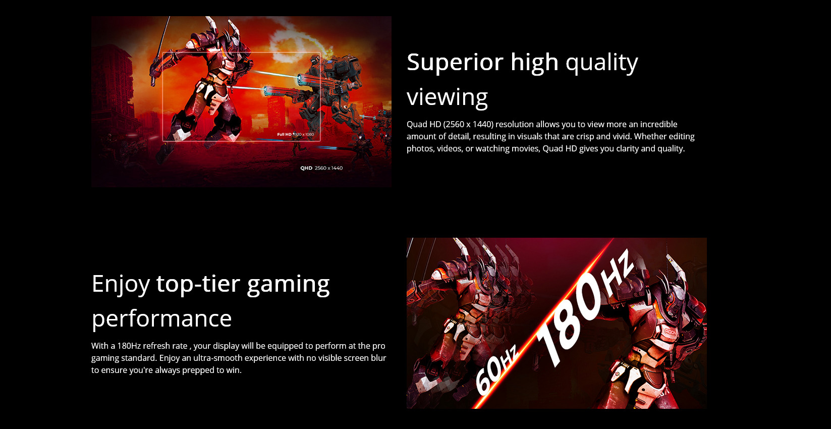 A large marketing image providing additional information about the product AOC CQ32G4E - 32" Curved 1440p 180Hz VA Monitor - Additional alt info not provided