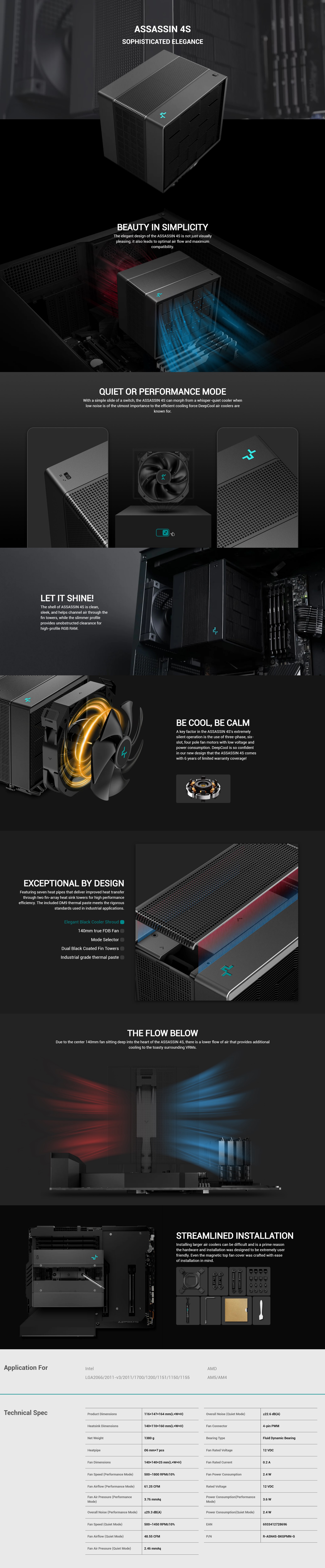 A large marketing image providing additional information about the product DeepCool Assassin 4S CPU Cooler - Black - Additional alt info not provided