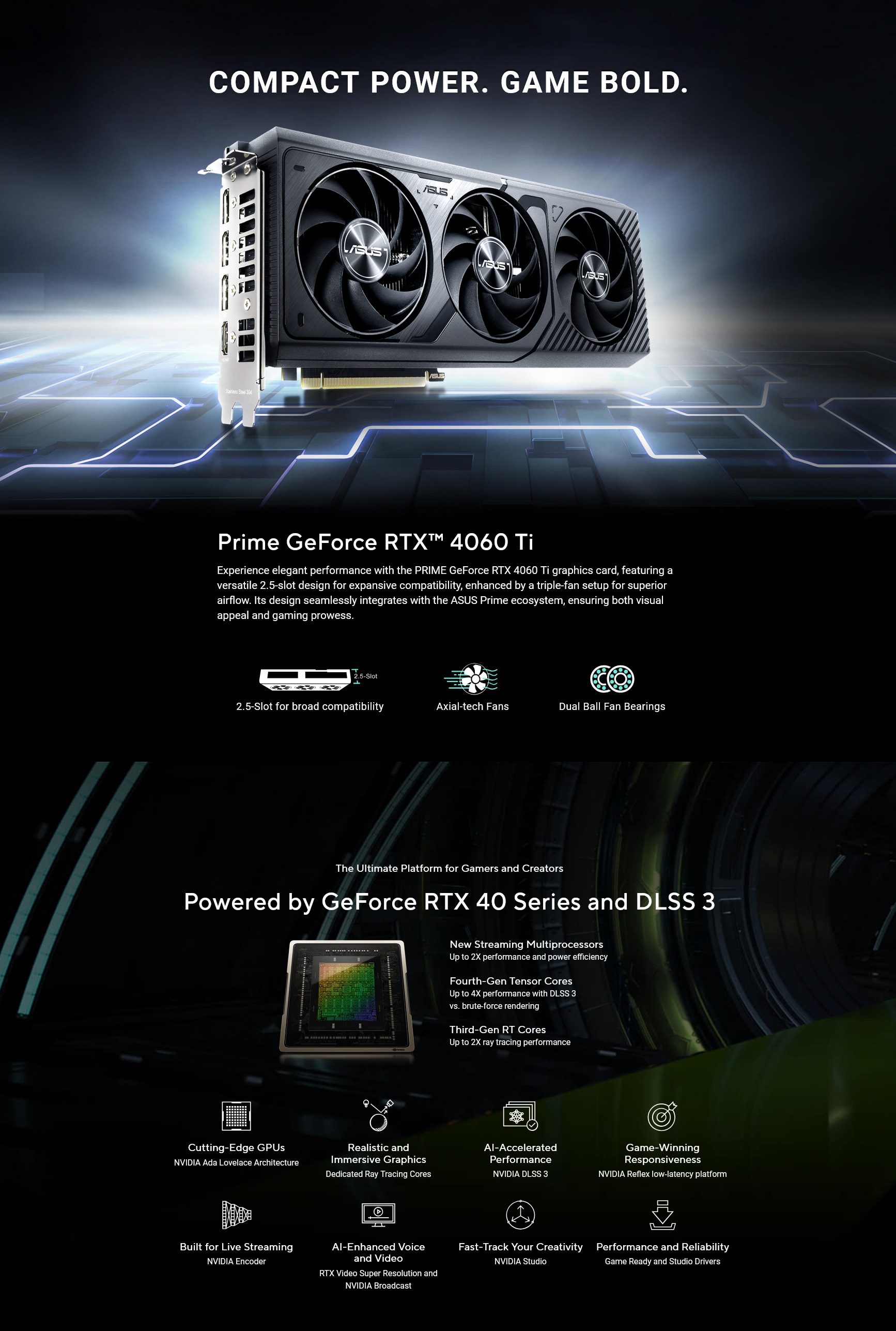 A large marketing image providing additional information about the product ASUS Prime GeForce RTX 4060 Ti OC 8GB GDDR6 - Additional alt info not provided