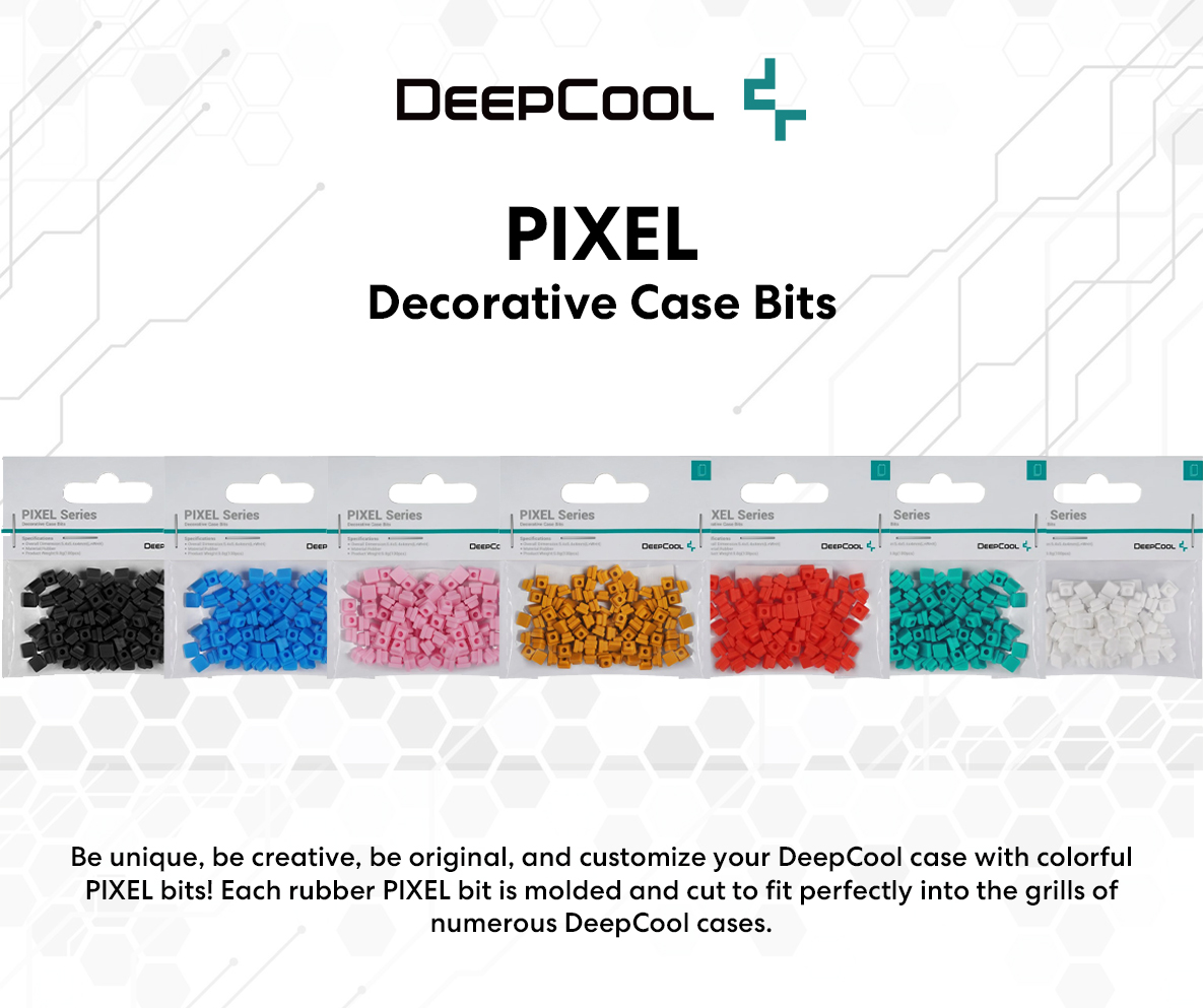 A large marketing image providing additional information about the product DeepCool Pixel Decorative Case Bits - Black - Additional alt info not provided