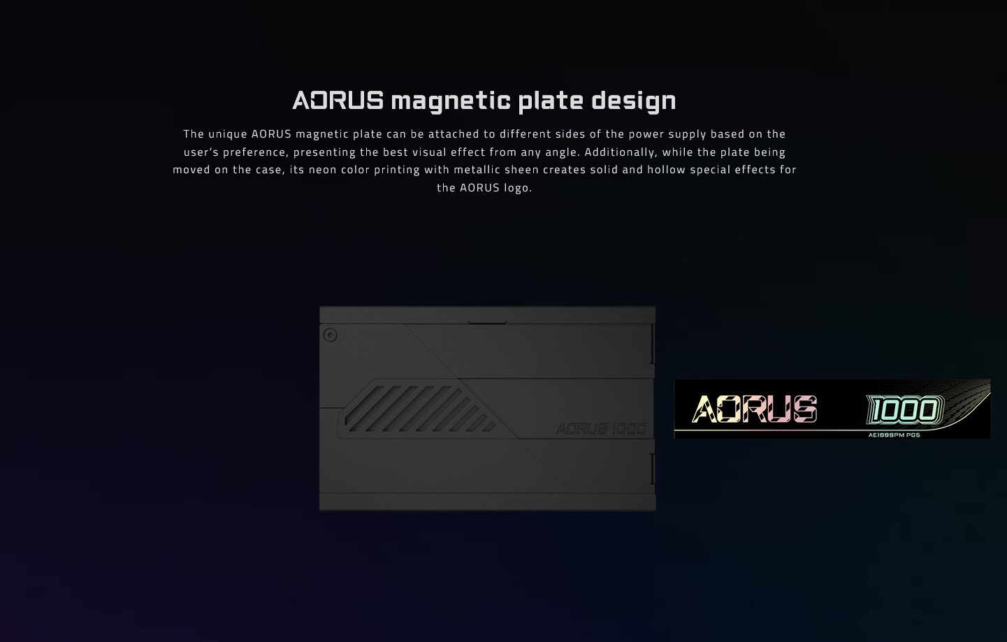 A large marketing image providing additional information about the product Gigabyte Aorus Elite AE1000PM - 1000W Platinum PCIe 5.0 ATX Modular PSU - Additional alt info not provided