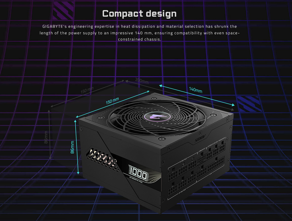 A large marketing image providing additional information about the product Gigabyte Aorus Elite AE1000PM - 1000W Platinum PCIe 5.0 ATX Modular PSU - Additional alt info not provided