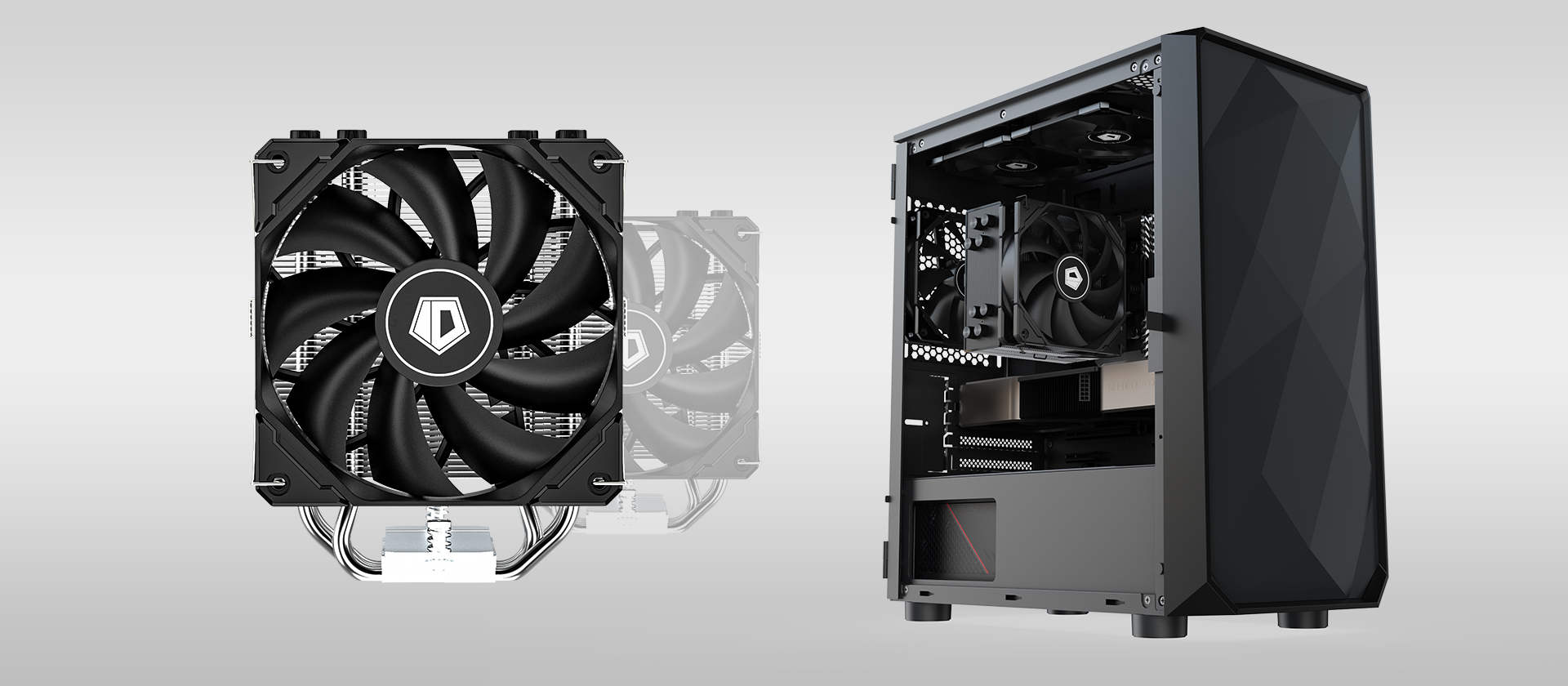 A large marketing image providing additional information about the product ID-COOLING Sweden Series SE-224-XTS CPU Cooler - Black - Additional alt info not provided